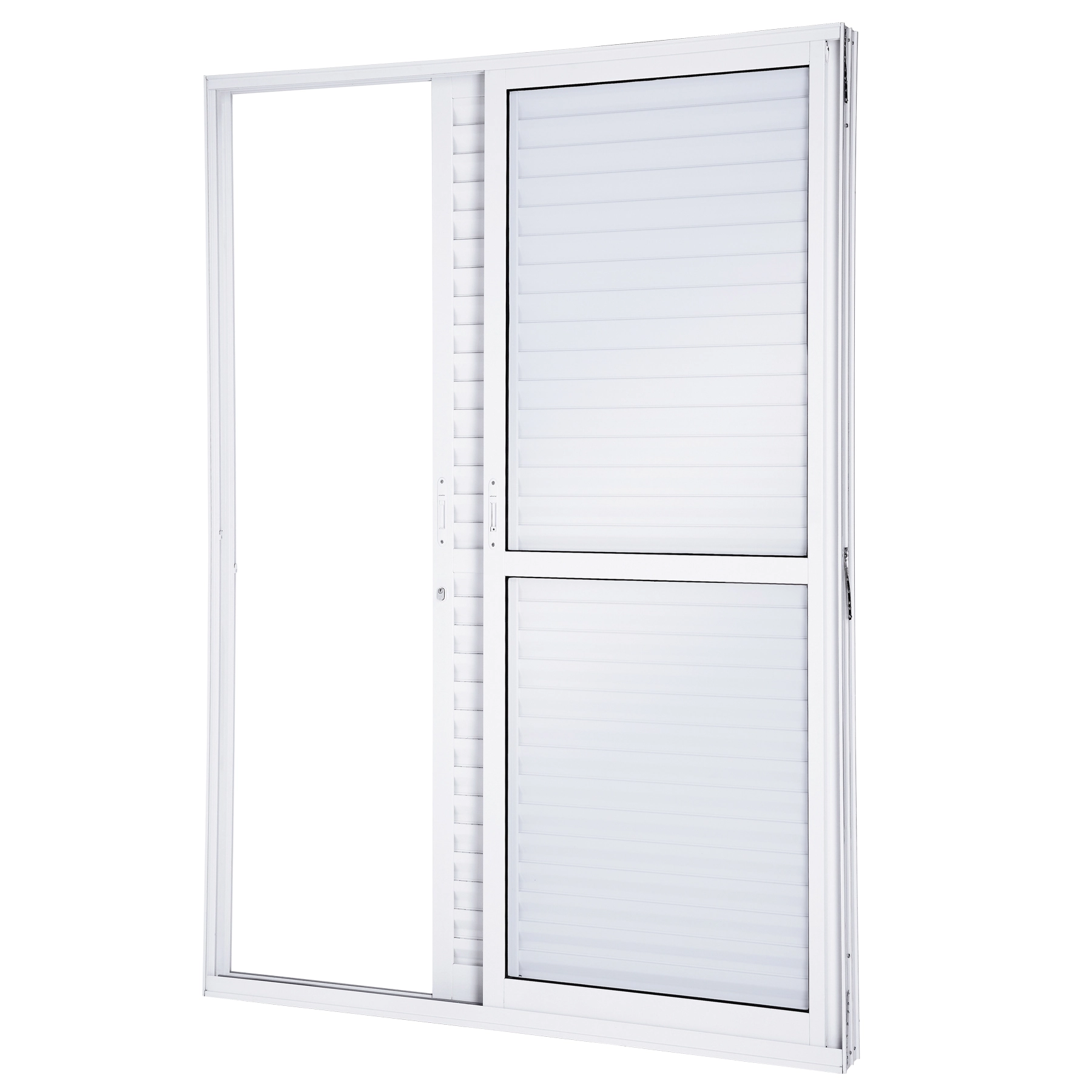 Porta de Correr 3 Folhas Alumínio Branco 2,15x1,60m Lado Esquerdo Linha Lucasa Eccellente Lucasa