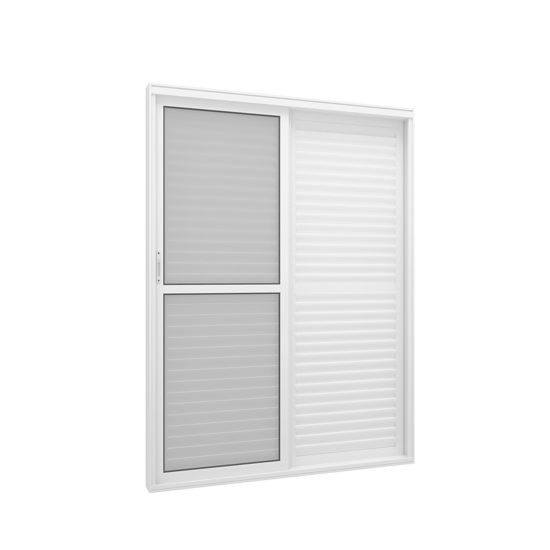 Porta Balcão de Correr 3 Folhas Alumínio Branco 2,15x1,60m Lado Direito Linha Lucasa Eccellente Lucasa