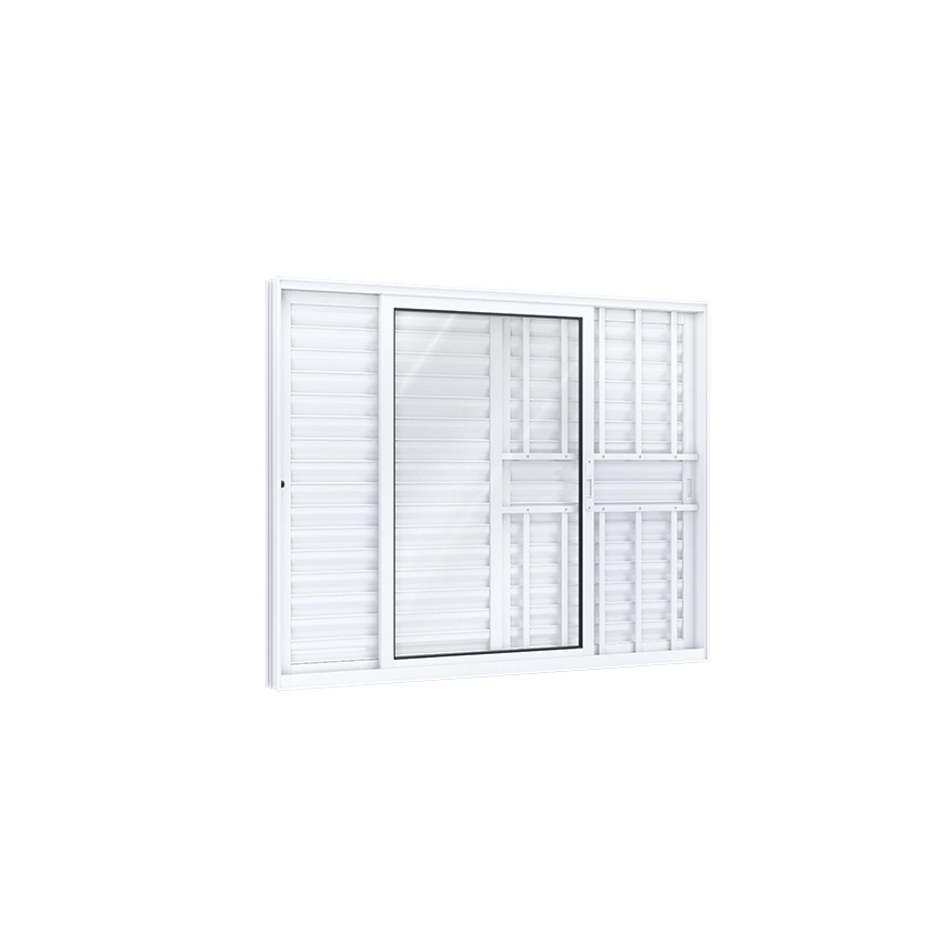 Janela de Alumínio Veneziana 3 Folhas 100x150cm com Grade Eccellente Lucasa Ullian Branca