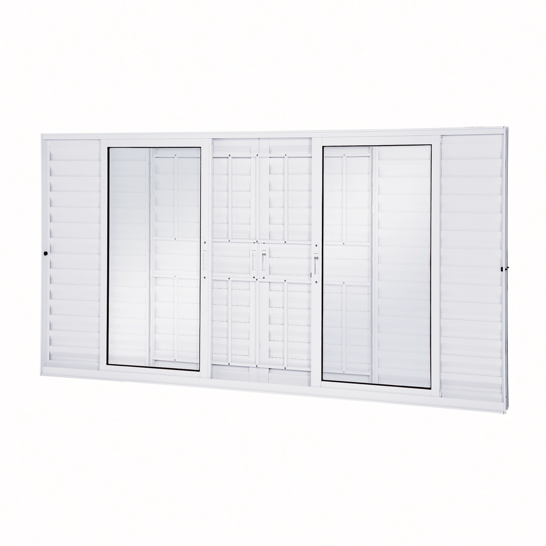 Janela de Alumínio Veneziana 6 Folhas 100x200cm com Grade Eccellente Lucasa Ullian Branca