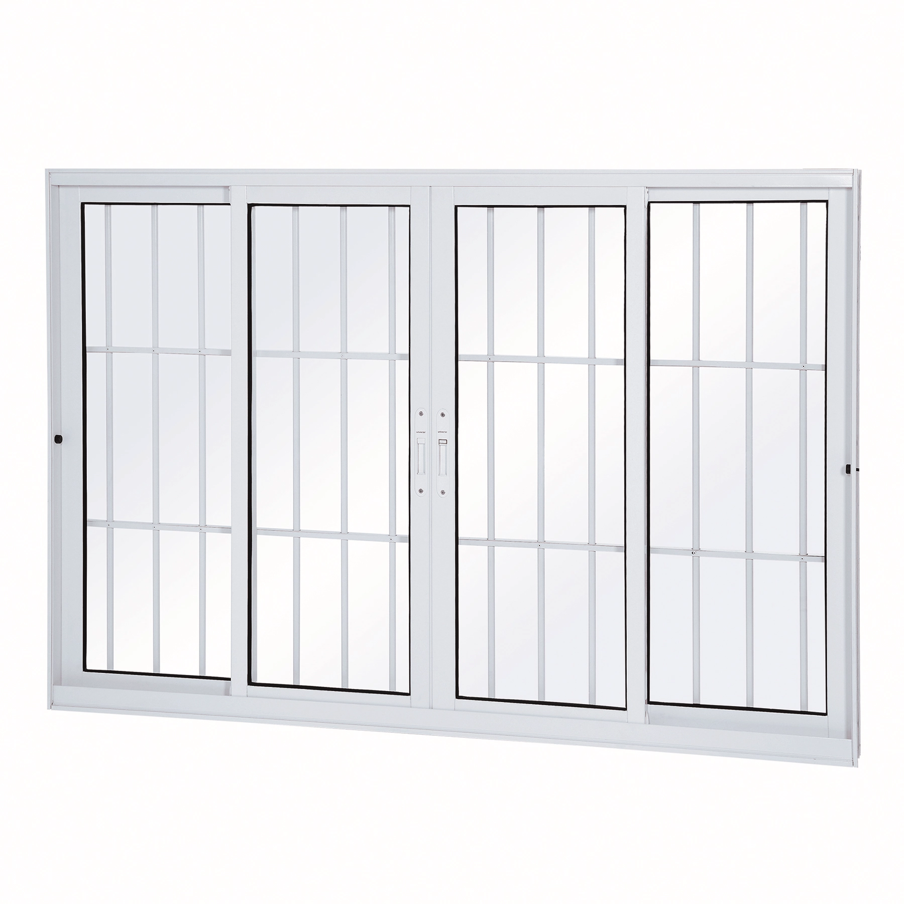 Janela de Alumínio de Correr 4 Folhas 100x150cm com Grade Eccellente Lucasa Ullian Branca