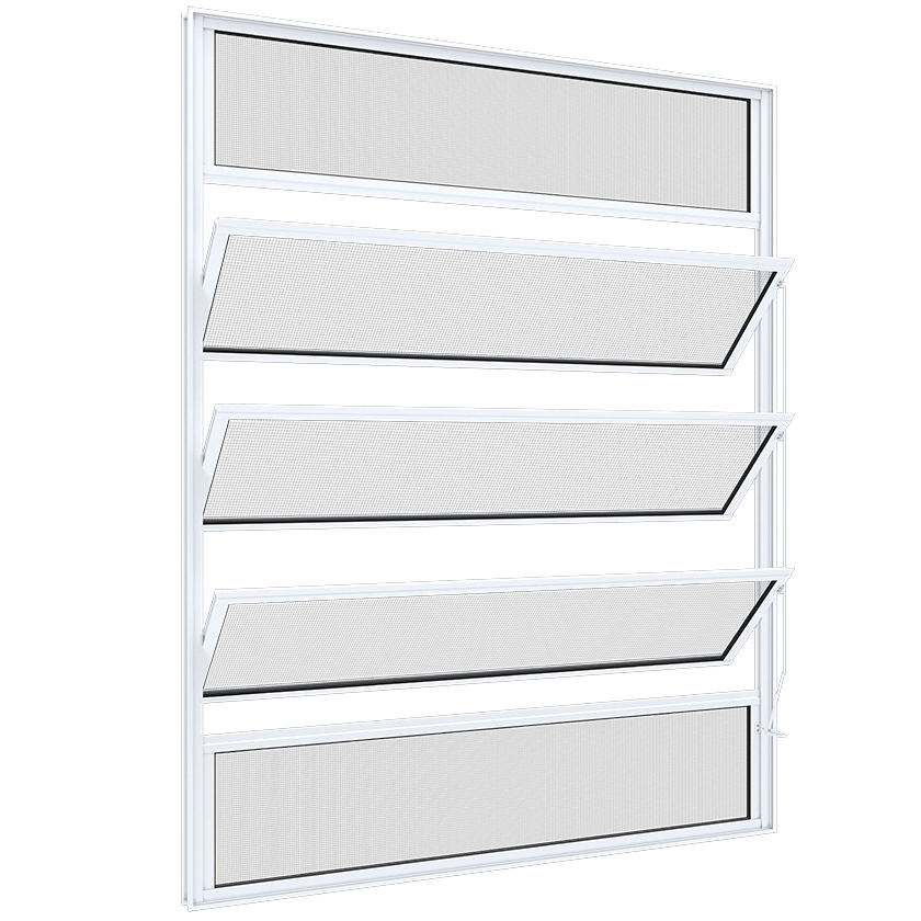 Janela de Alumínio Basculante 4 Folhas 100x80cm com Vidro Mini Boreal Ullian Riobras Branca