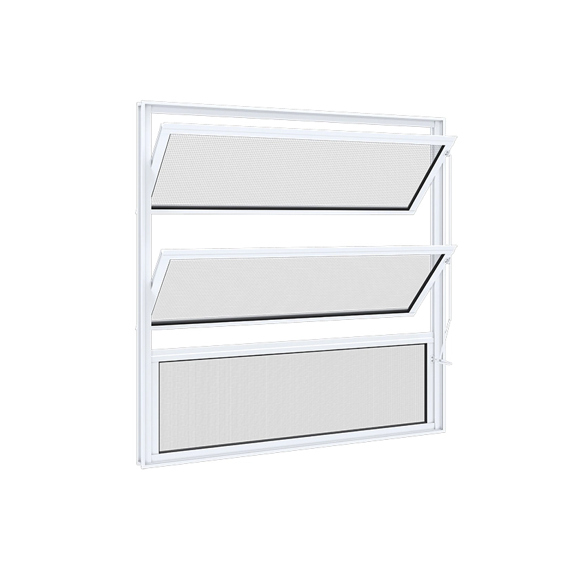 Janela de Alumínio Basculante 3 Folhas 60x60cm com Vidro Mini Boreal Ullian Riobras Branca