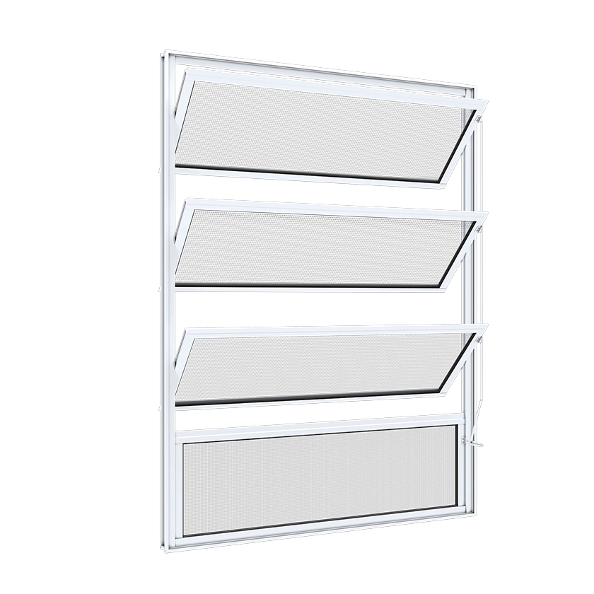 Janela de Alumínio Basculante 4 Folhas 80x60cm com Vidro Mini Boreal Ullian Riobras Branca