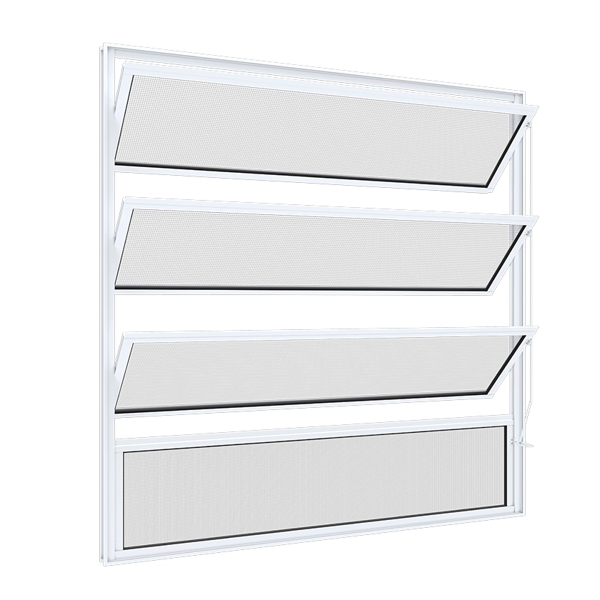 Janela de Alumínio Basculante 4 Folhas 80x80cm com Vidro Mini Boreal Ullian Riobras Branca