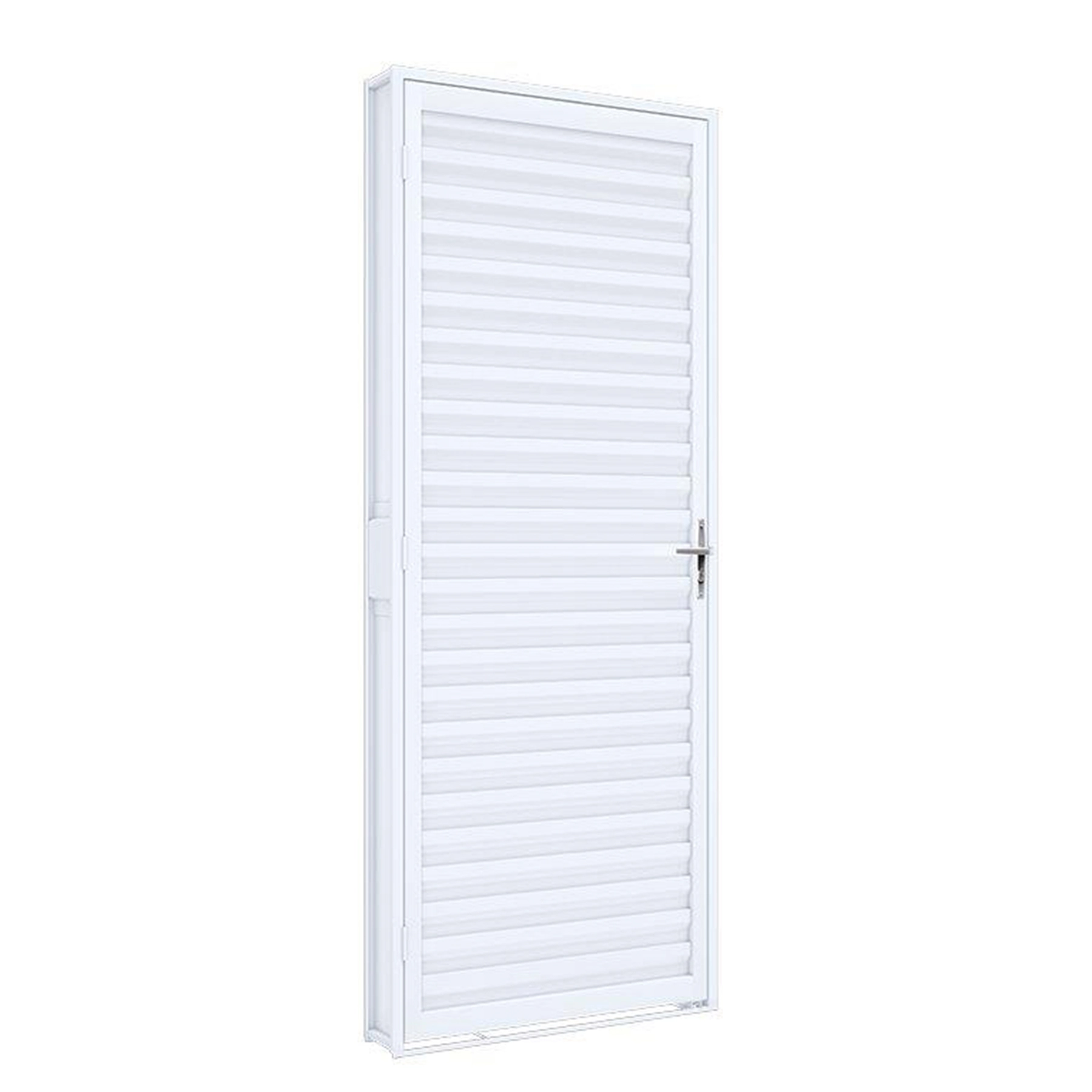 Porta Laminada de Giro Aço Branco 2,15x0,60m Lado Direito Linha Riobras Pronta Riobras