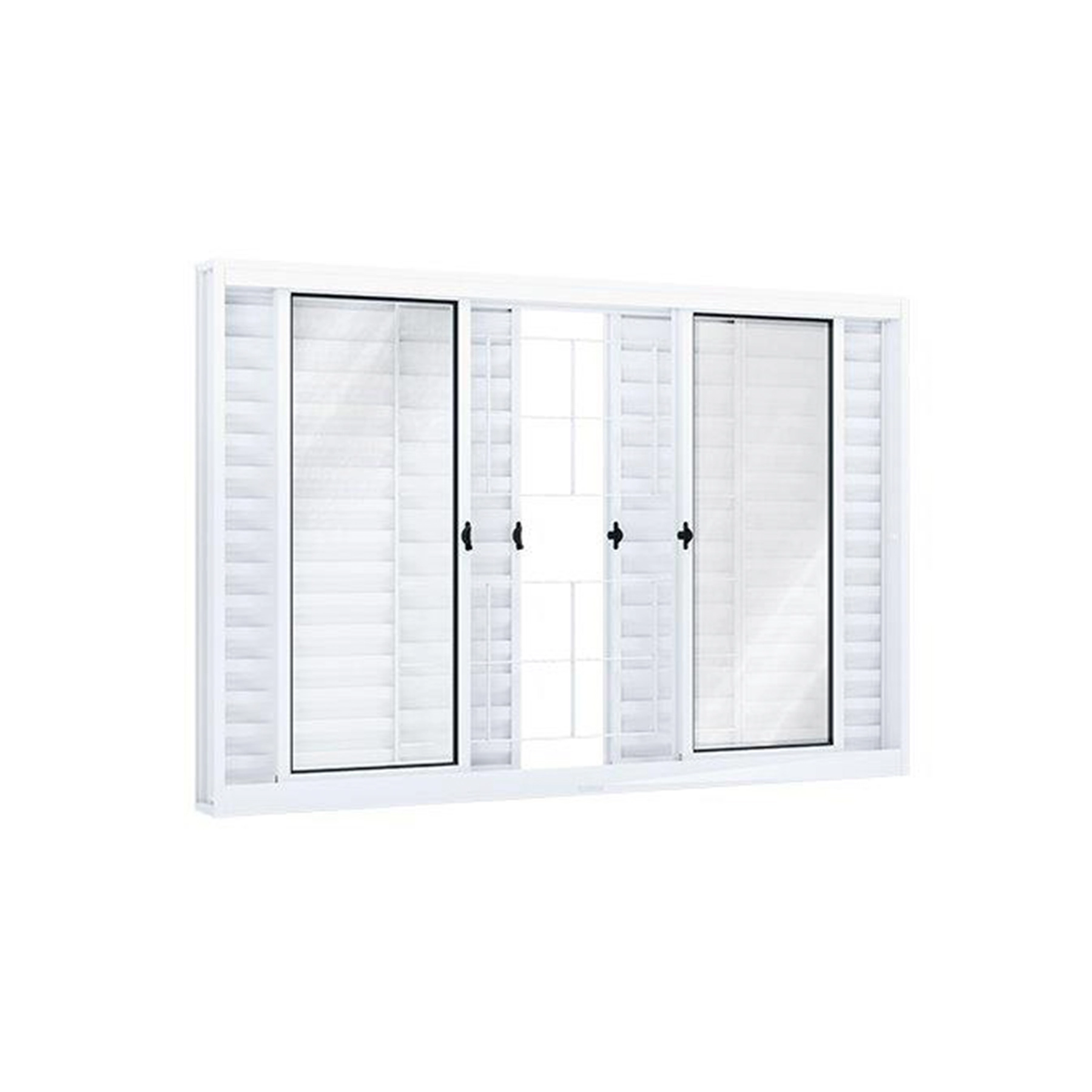 Janela de Aço Veneziana 6 Folhas 100x120cm com Grade Ullian Riobras Branca