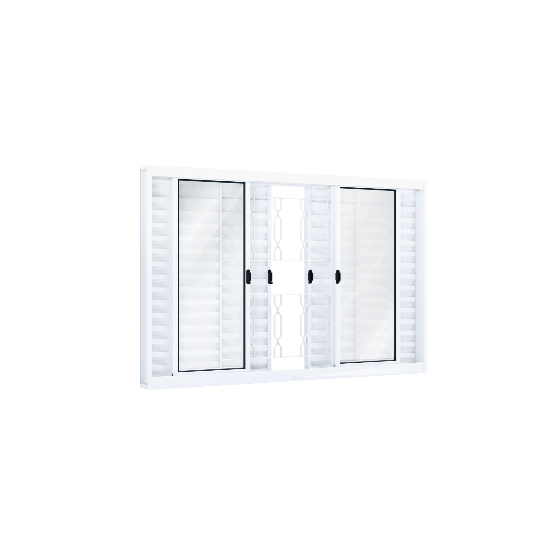 Janela de Aço Veneziana 6 Folhas 100x120cm com Grade Ullian Riobras Branca