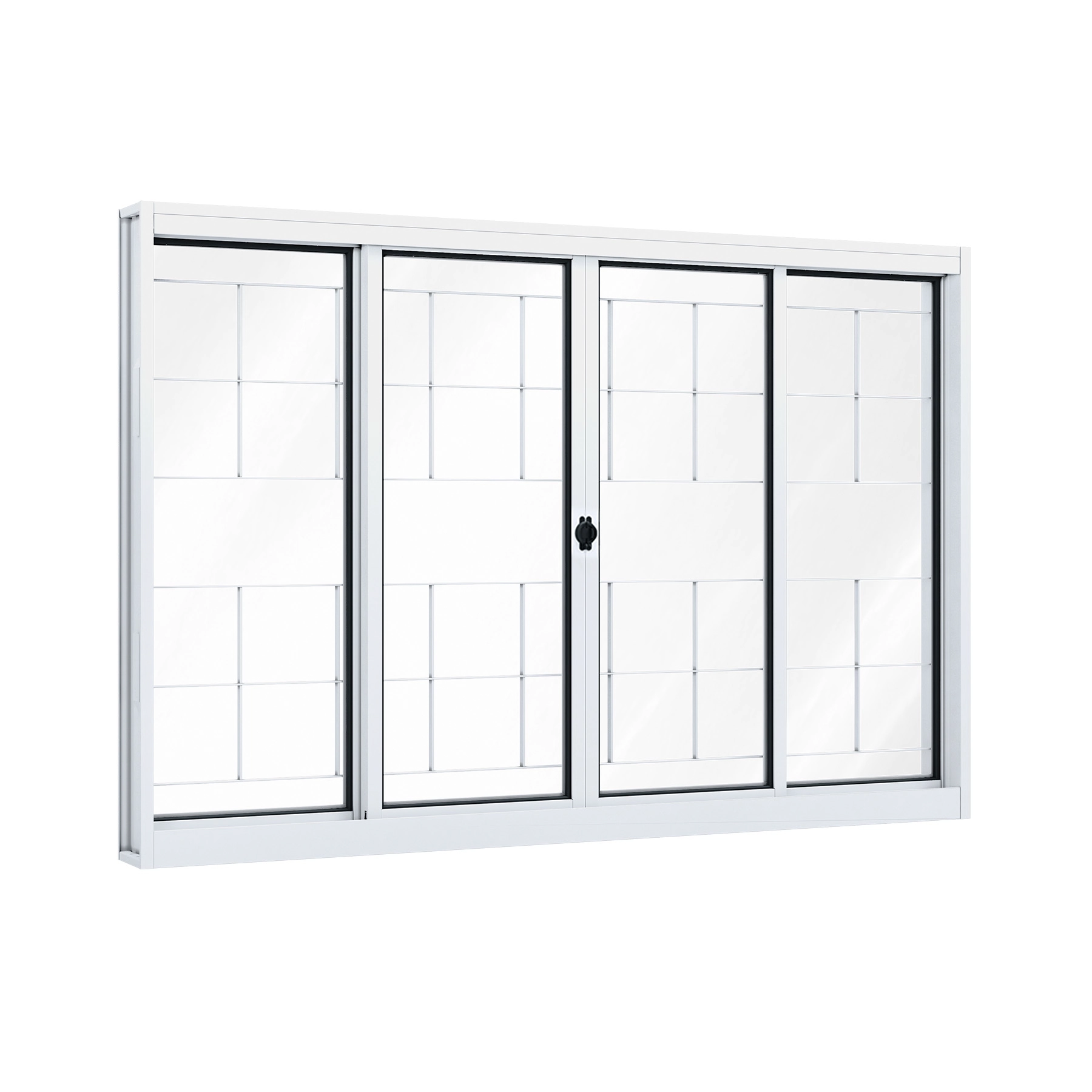 Janela de Aço de Correr 4 Folhas 100x100cm com Grade Ullian Riobras Branca