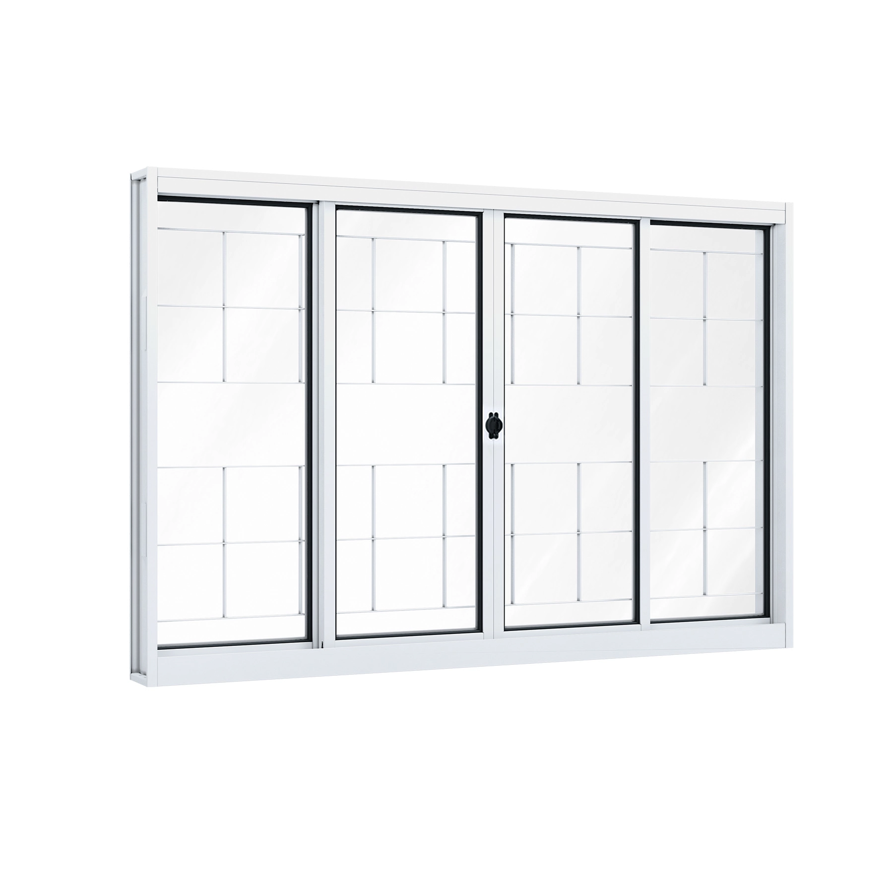 Janela de Aço de Correr 4 Folhas 100x120cm com Grade Ullian Riobras Branca