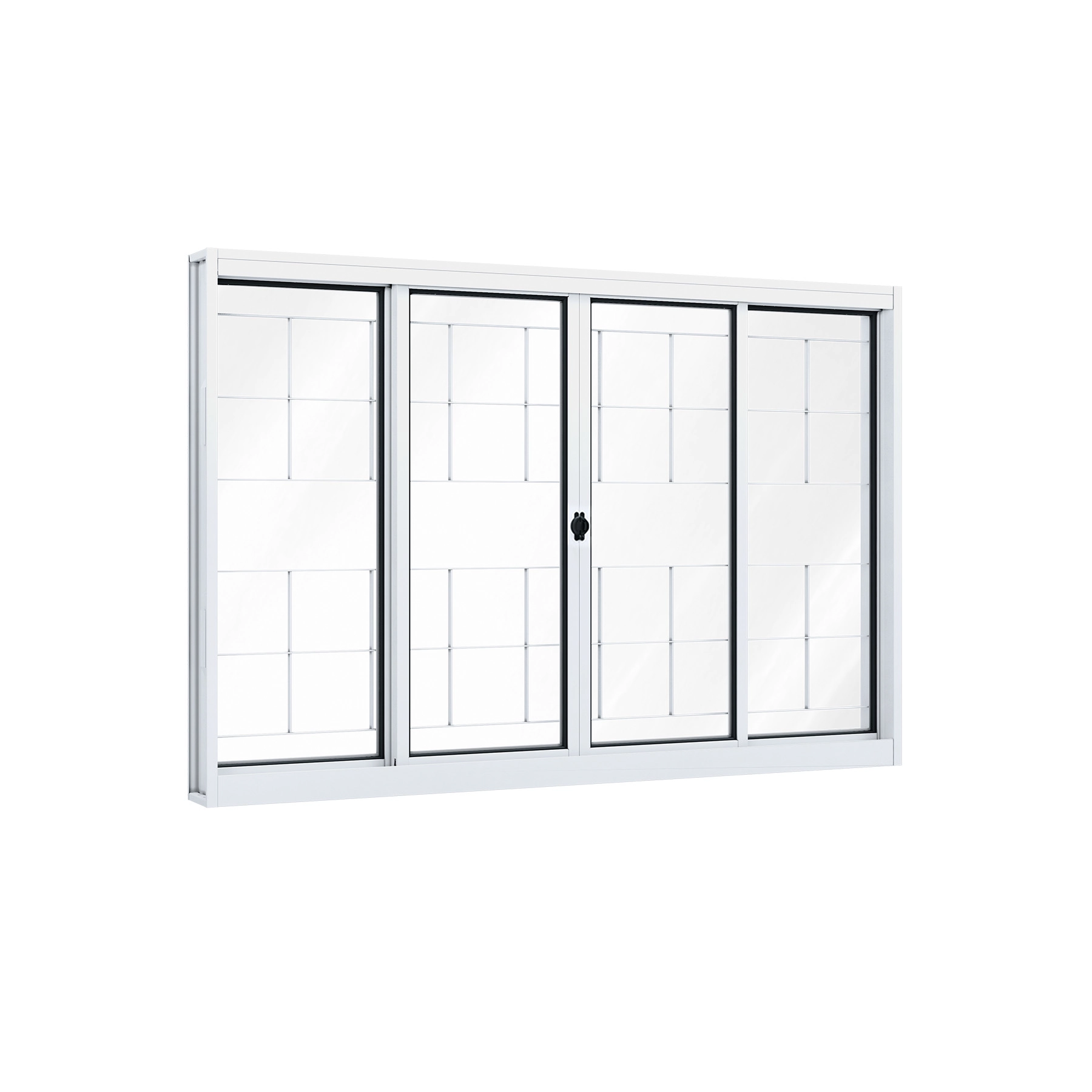 Janela de Aço de Correr 4 Folhas 100x150cm com Grade Ullian Riobras Branca
