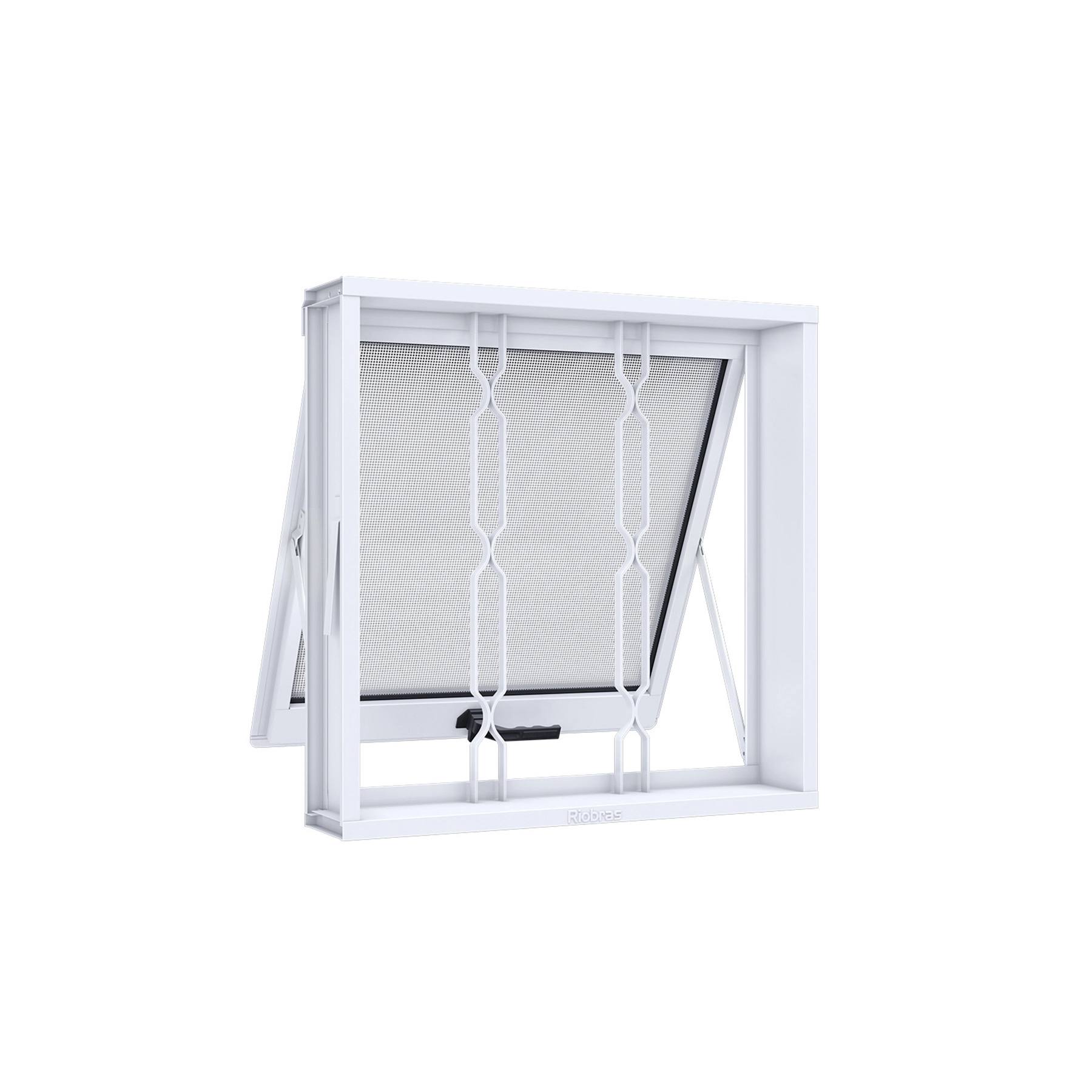 Janela de Aço Maxim-ar 50x50cm com Grade e Vidro Mini Boreal Ullian Riobras Branca