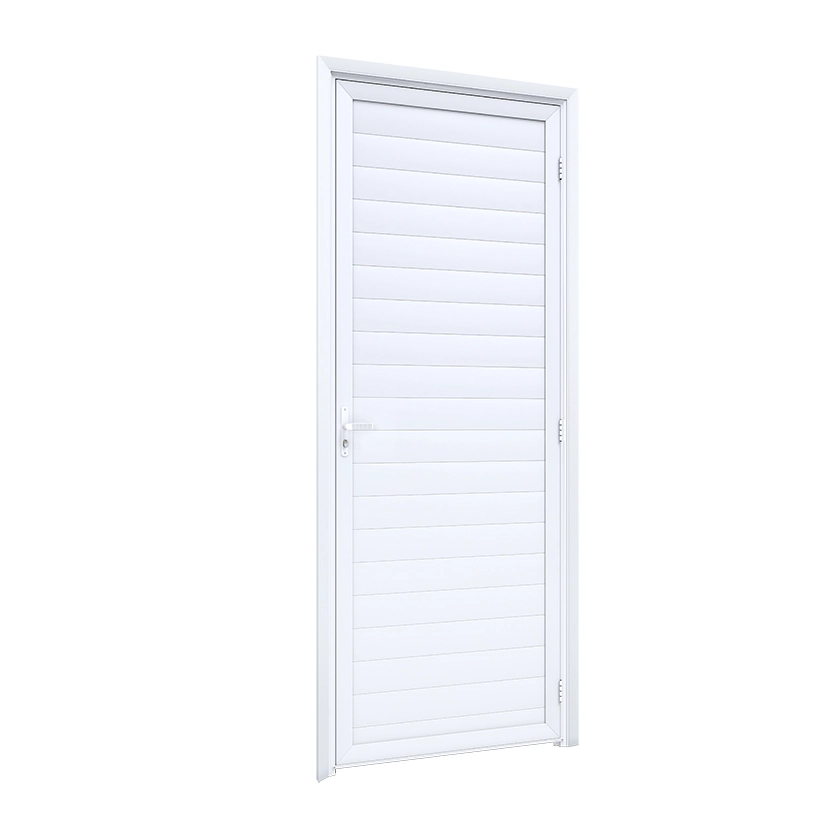 Porta Lambrill de Giro Alumínio Branco 2,15x0,85m Lado Esquerdo Linha Lucasa Ideale Lucasa