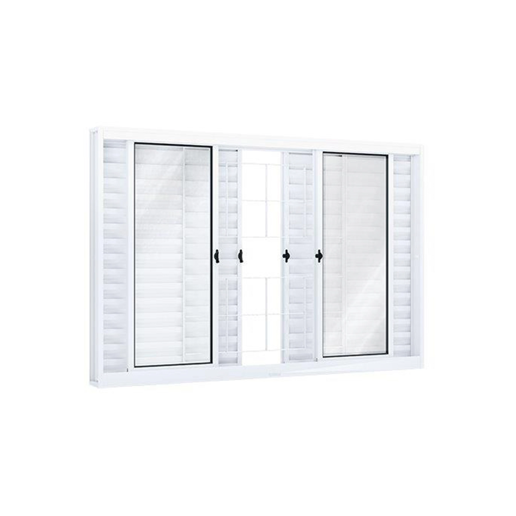 Janela de Aço Veneziana 6 Folhas 100x200cm com Grade Ullian Riobras Branca