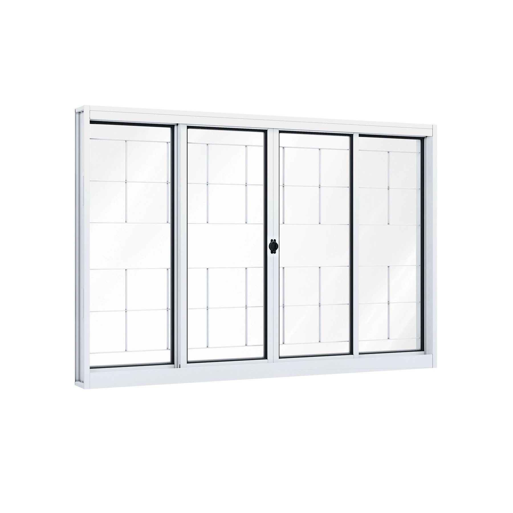 Janela de Aço de Correr 4 Folhas 100x200cm com Grade Ullian Riobras Branca