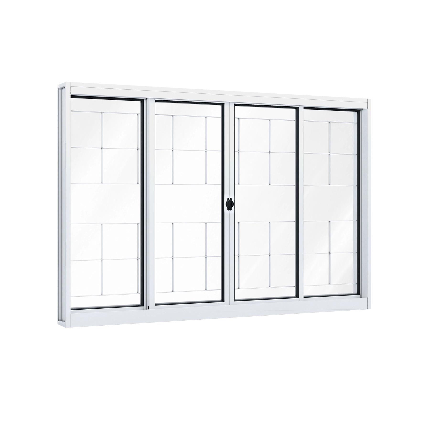 Janela de Aço de Correr 4 Folhas 120x150cm com Grade Ullian Riobras Branca