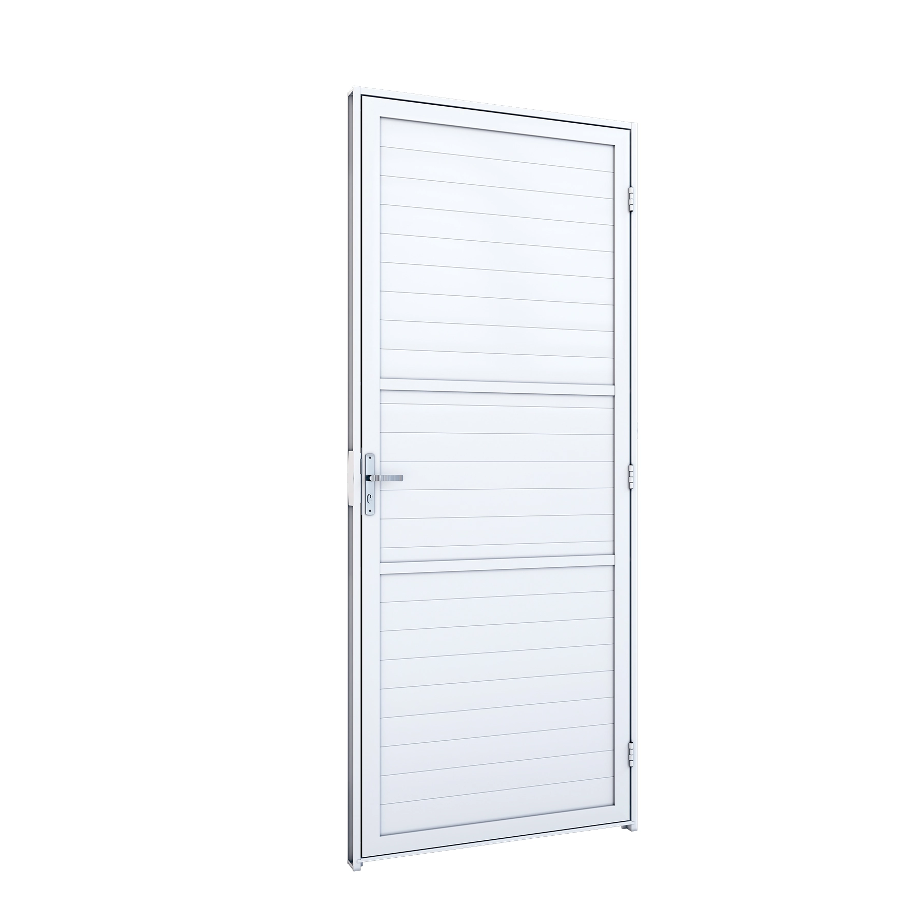 Porta Lambrill de Giro Alumínio Branco 2,15x0,85m Lado Direito Linha Riobras Aluminio Riobras