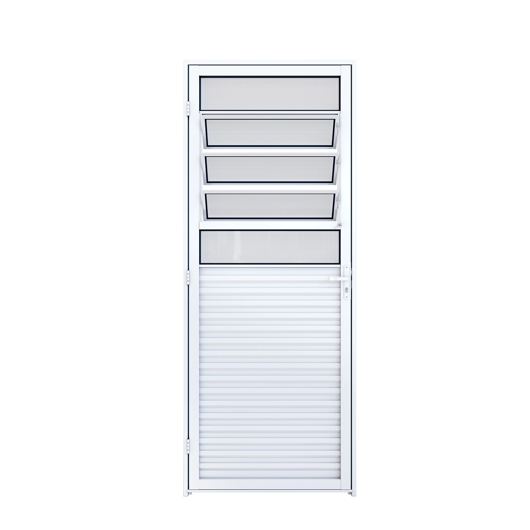 Porta Basculante de Giro Alumínio Branco 2,15x0,85m Lado Direito Linha Riobras Aluminio Riobras