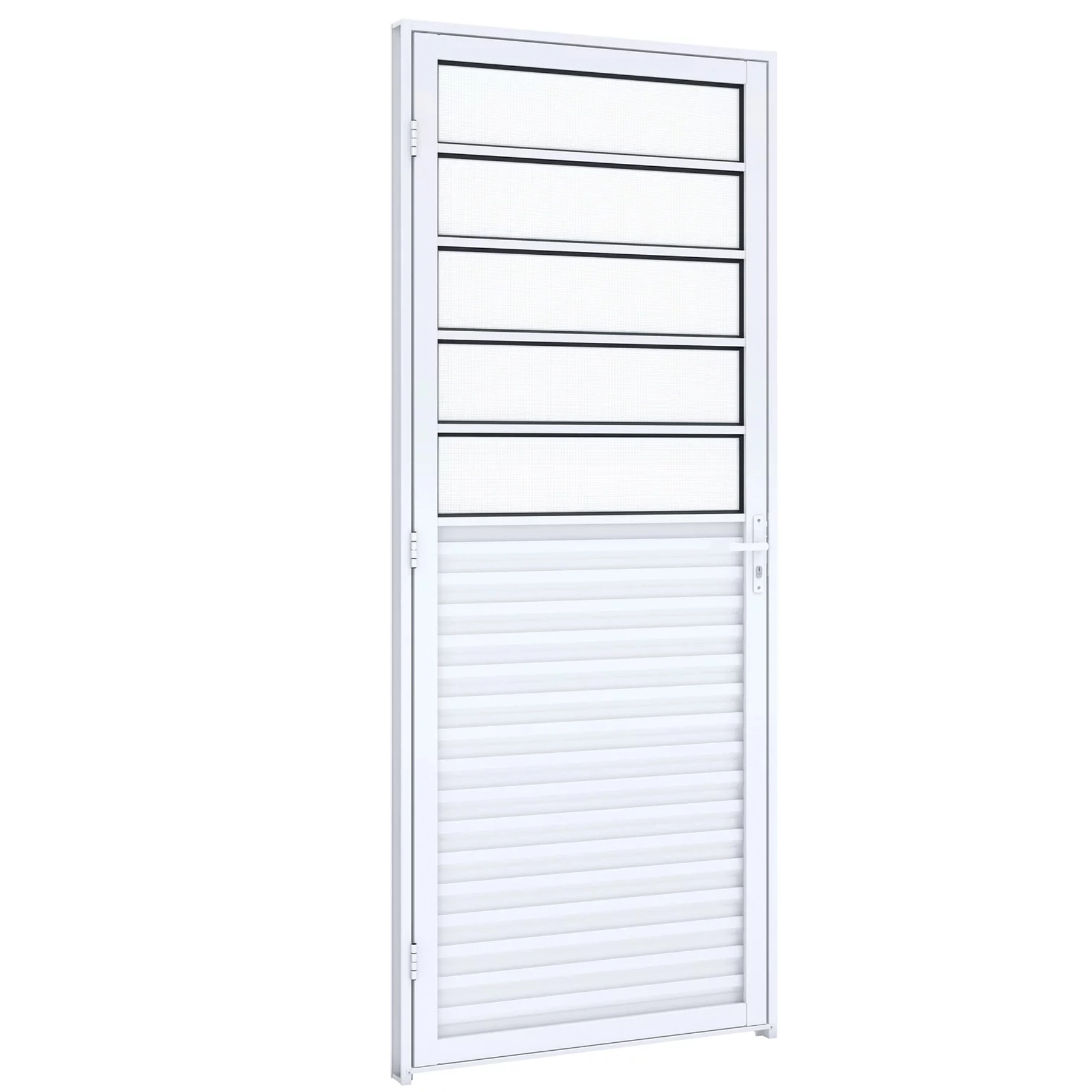 Porta Basculante de Giro Alumínio Branco 2,15x0,85m Lado Esquerdo Linha Riobras Aluminio Riobras