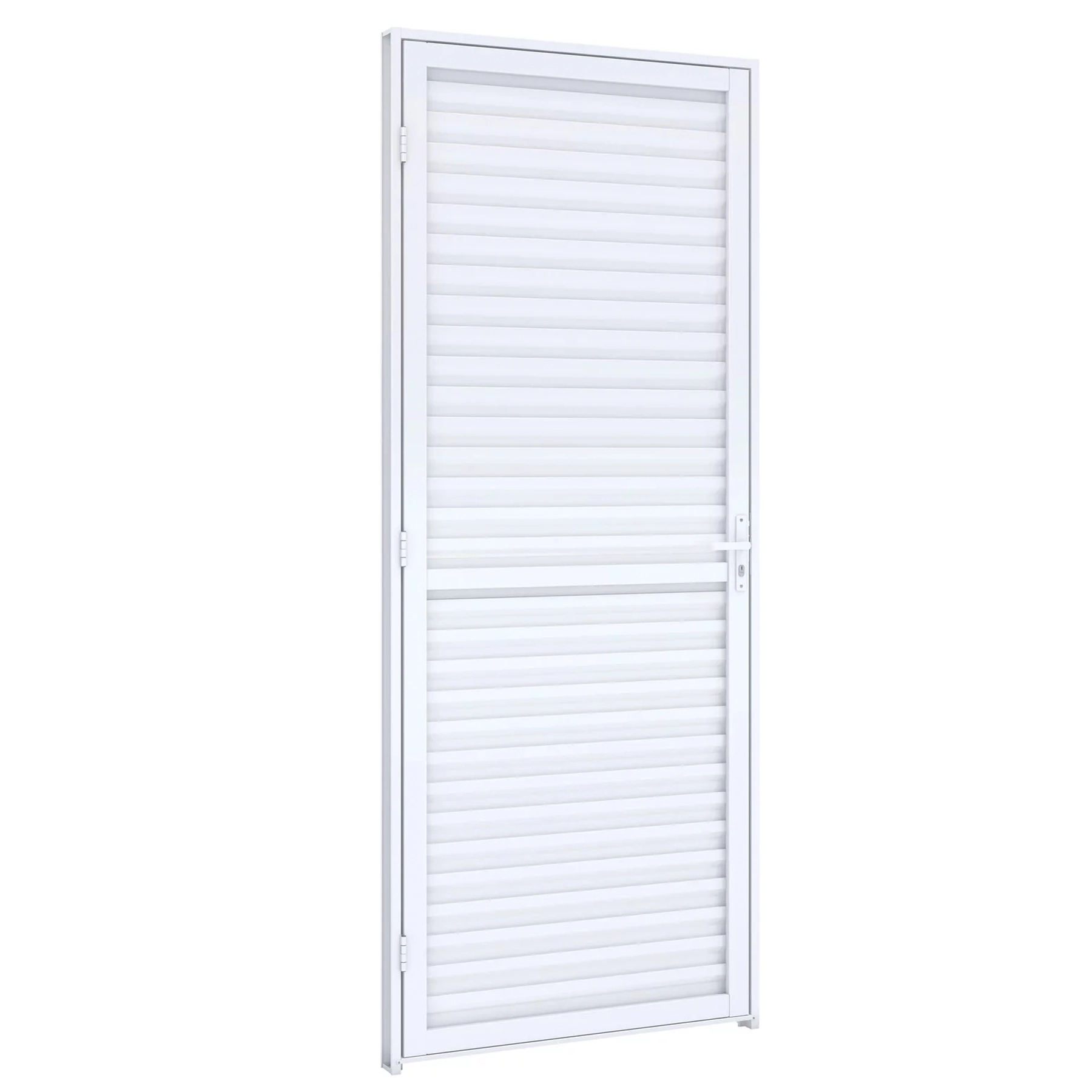 Porta Laminada de Giro Alumínio Branco 2,15x0,75m Lado Direito Linha Riobras Aluminio Riobras
