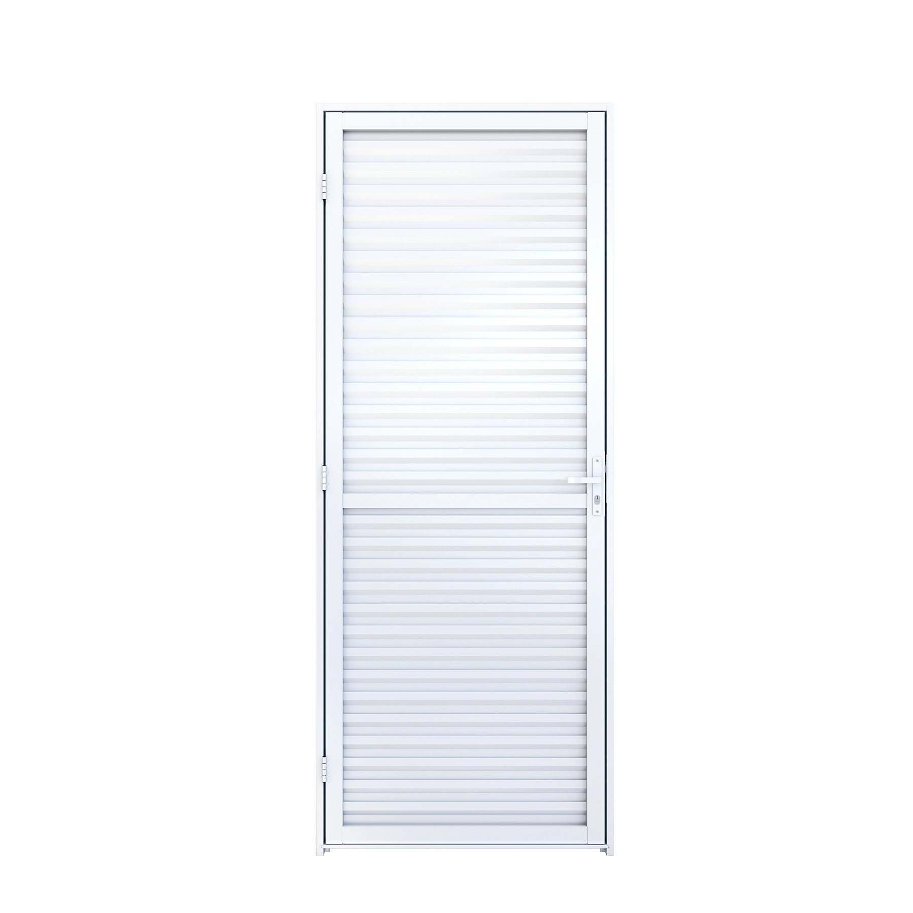 Porta Laminada de Giro Alumínio Branco 2,15x0,85m Lado Direito Linha Riobras Aluminio Riobras