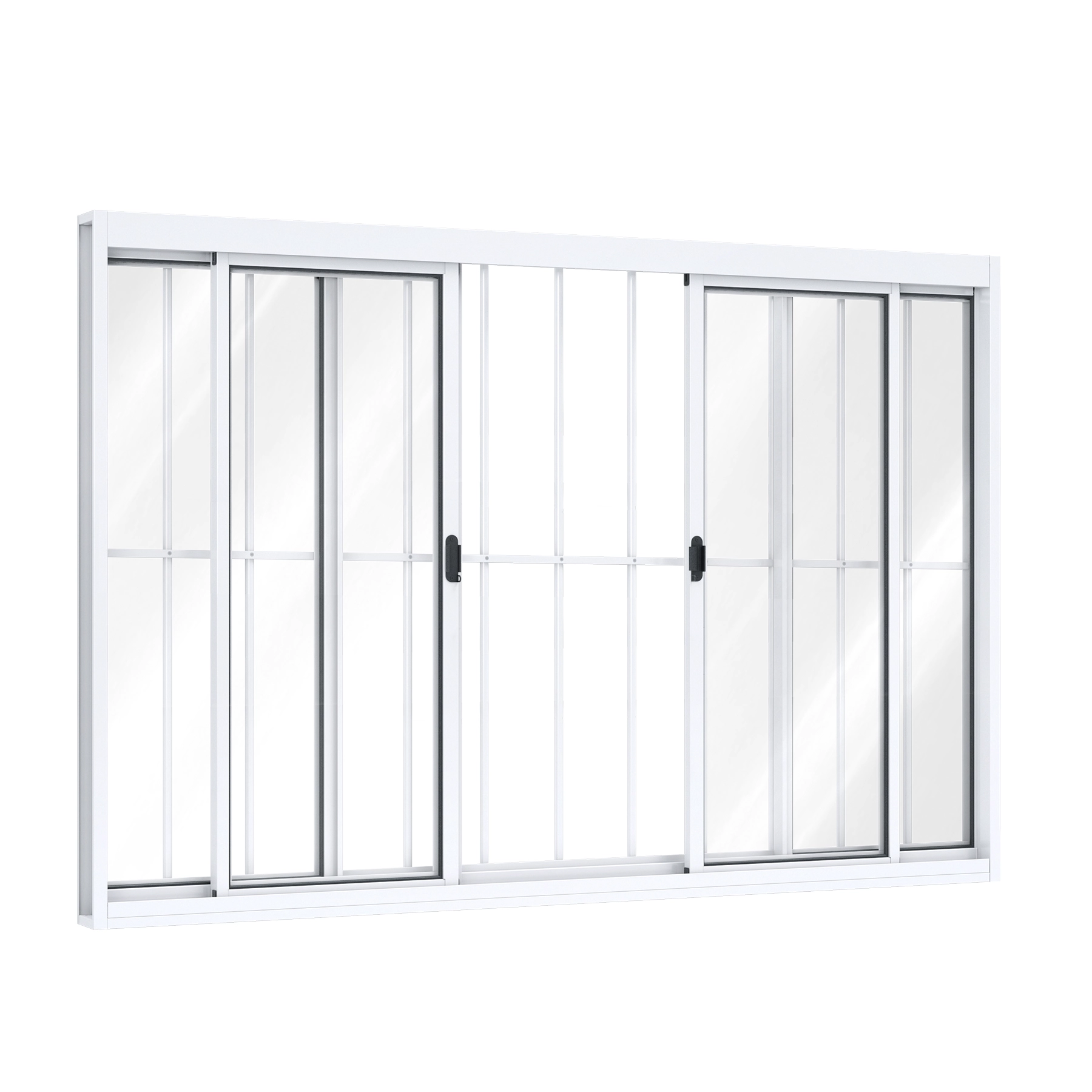 Janela de Alumínio de Correr 4 Folhas 100x120cm com Grade Ullian Riobras Branca