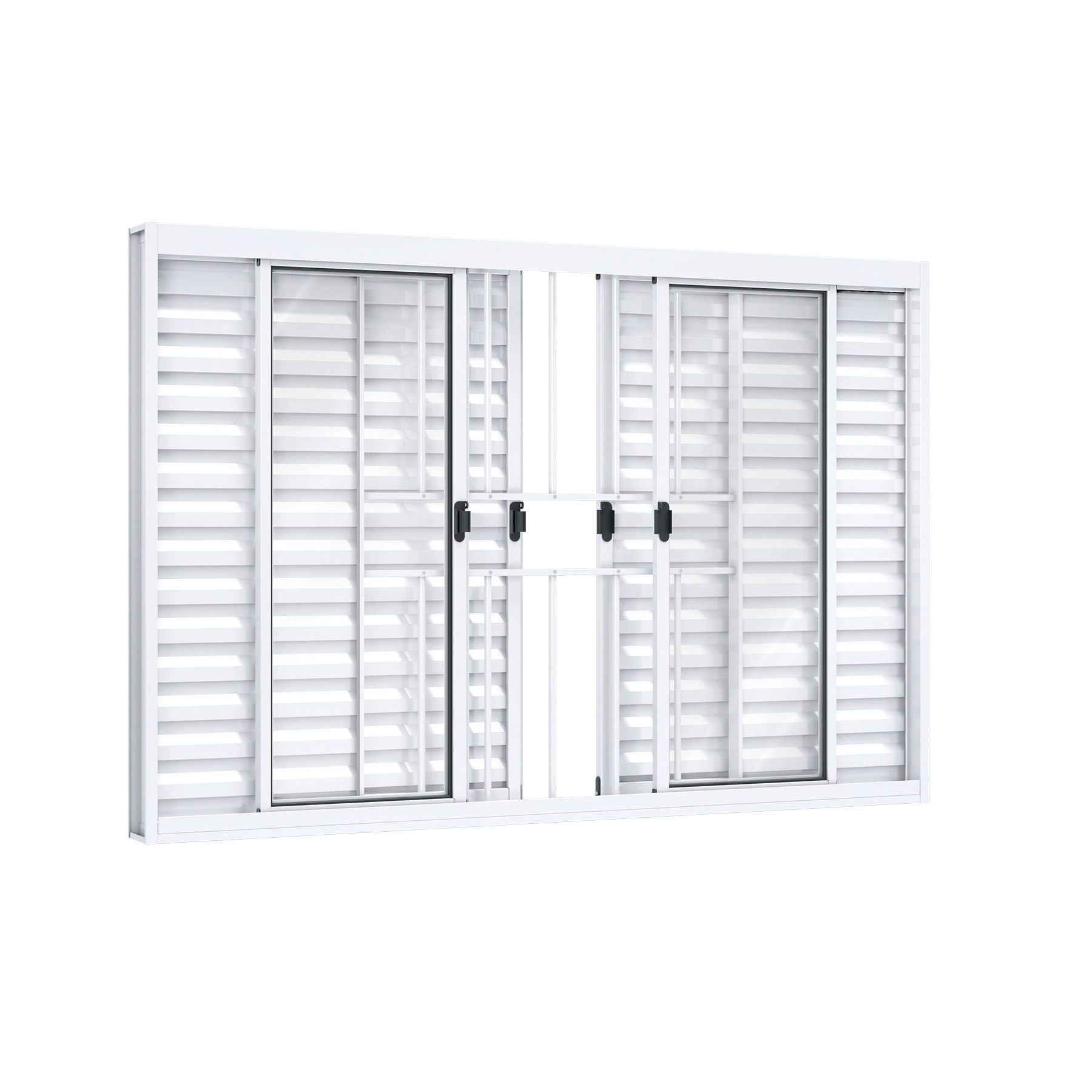 Janela de Alumínio Veneziana 6 Folhas 100x120cm com Grade Ullian Riobras Branca