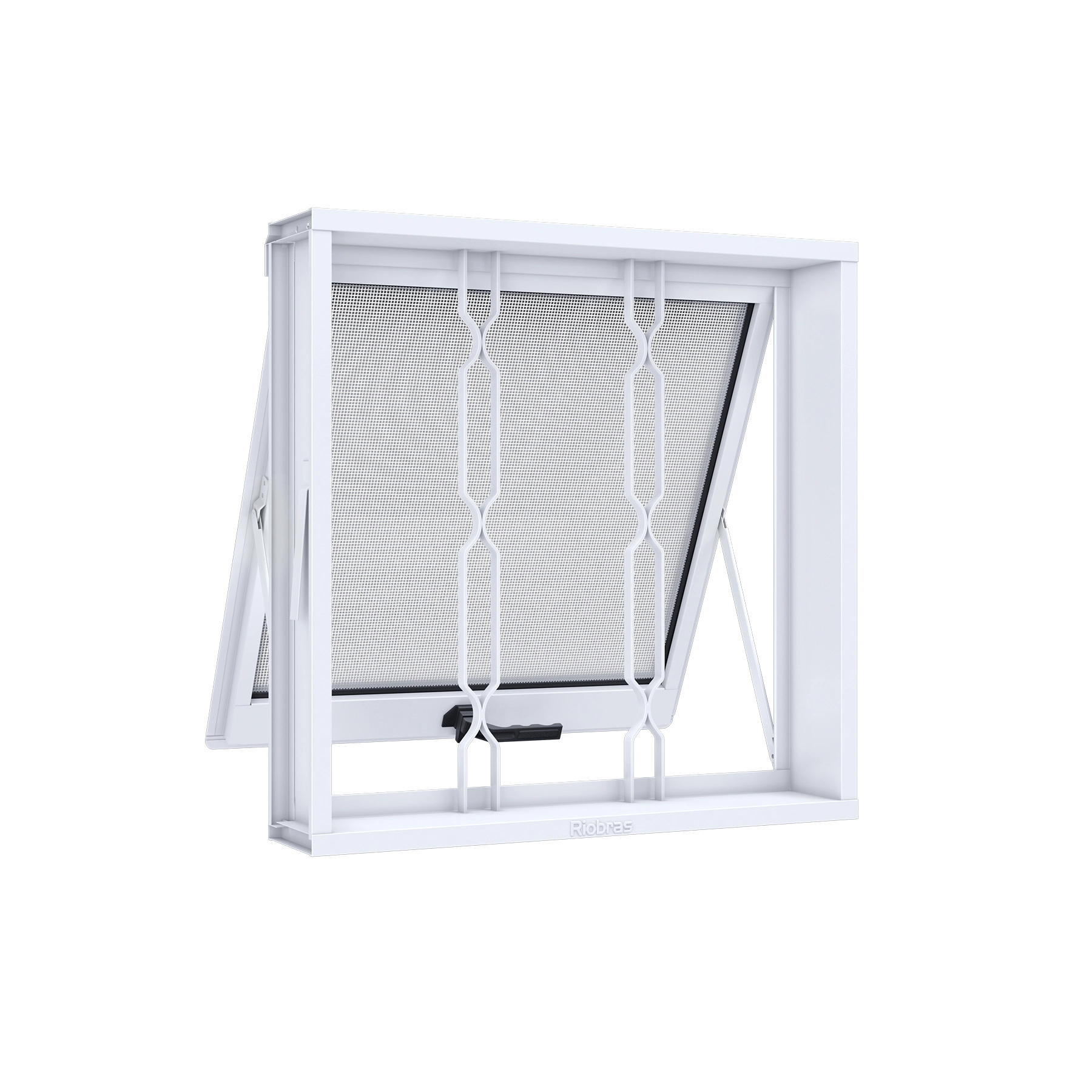 Janela de Aço Maxim-ar 60x60cm com Grade e Vidro Mini Boreal Ullian Riobras Branca