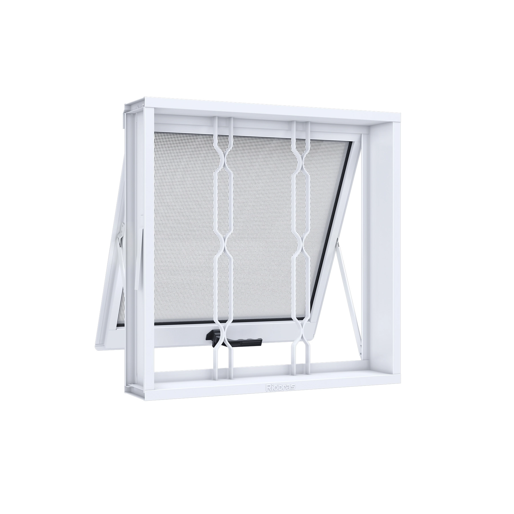 Janela de Aço Maxim-ar 60x80cm com Grade e Vidro Mini Boreal Ullian Riobras Branca