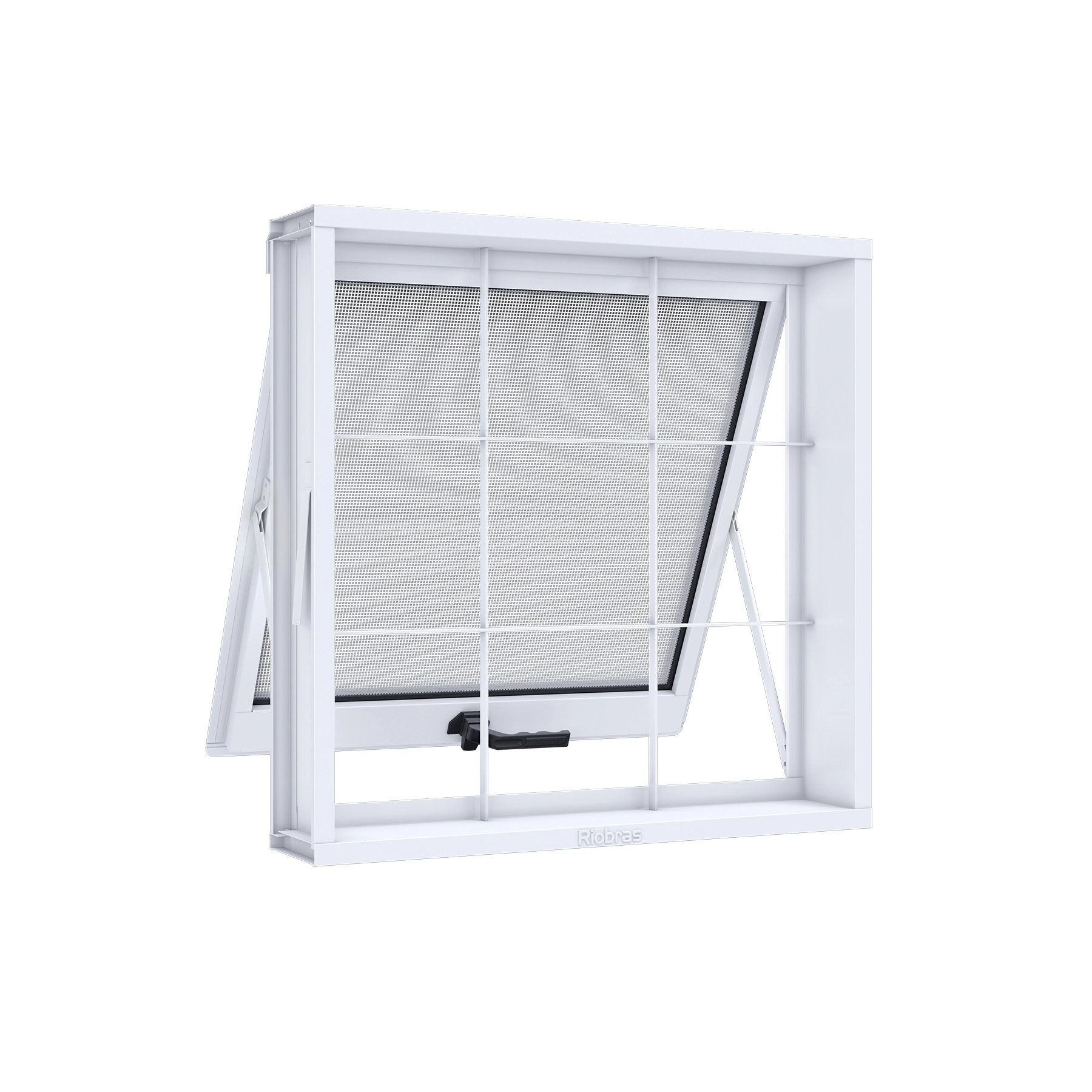 Janela de Aço Maxim-ar 60x80cm com Grade e Vidro Mini Boreal Ullian Riobras Branca