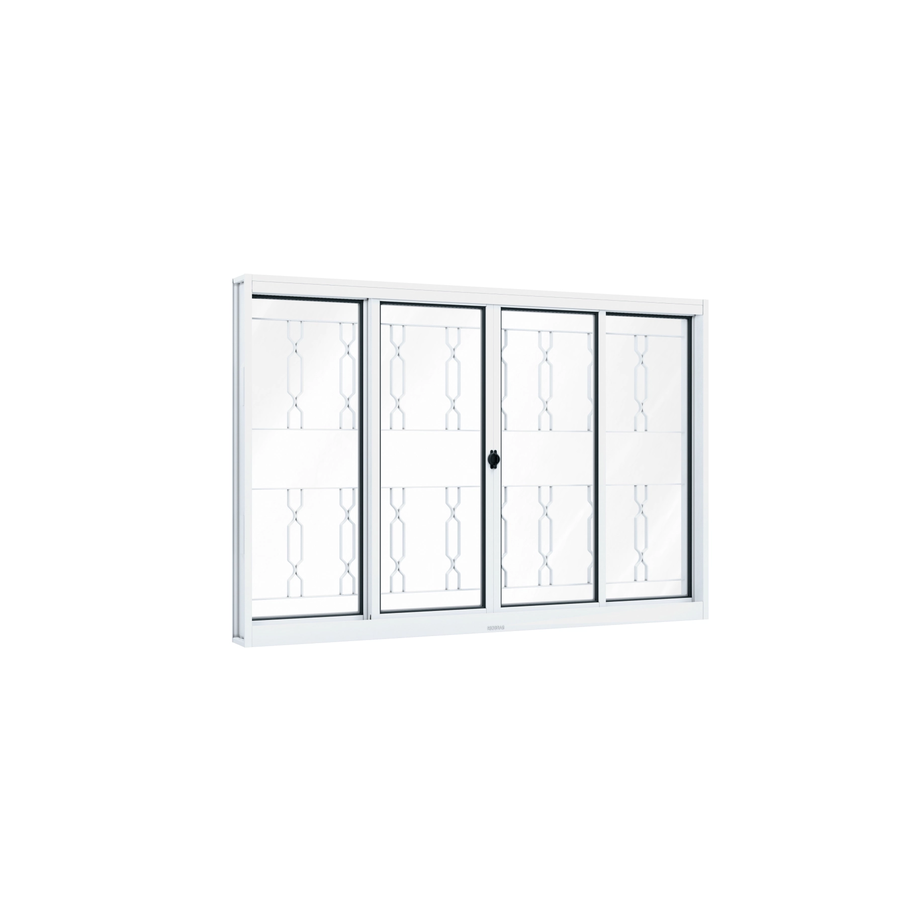 Janela de Aço de Correr 4 Folhas 120x150cm com Grade Ullian Riobras Branca