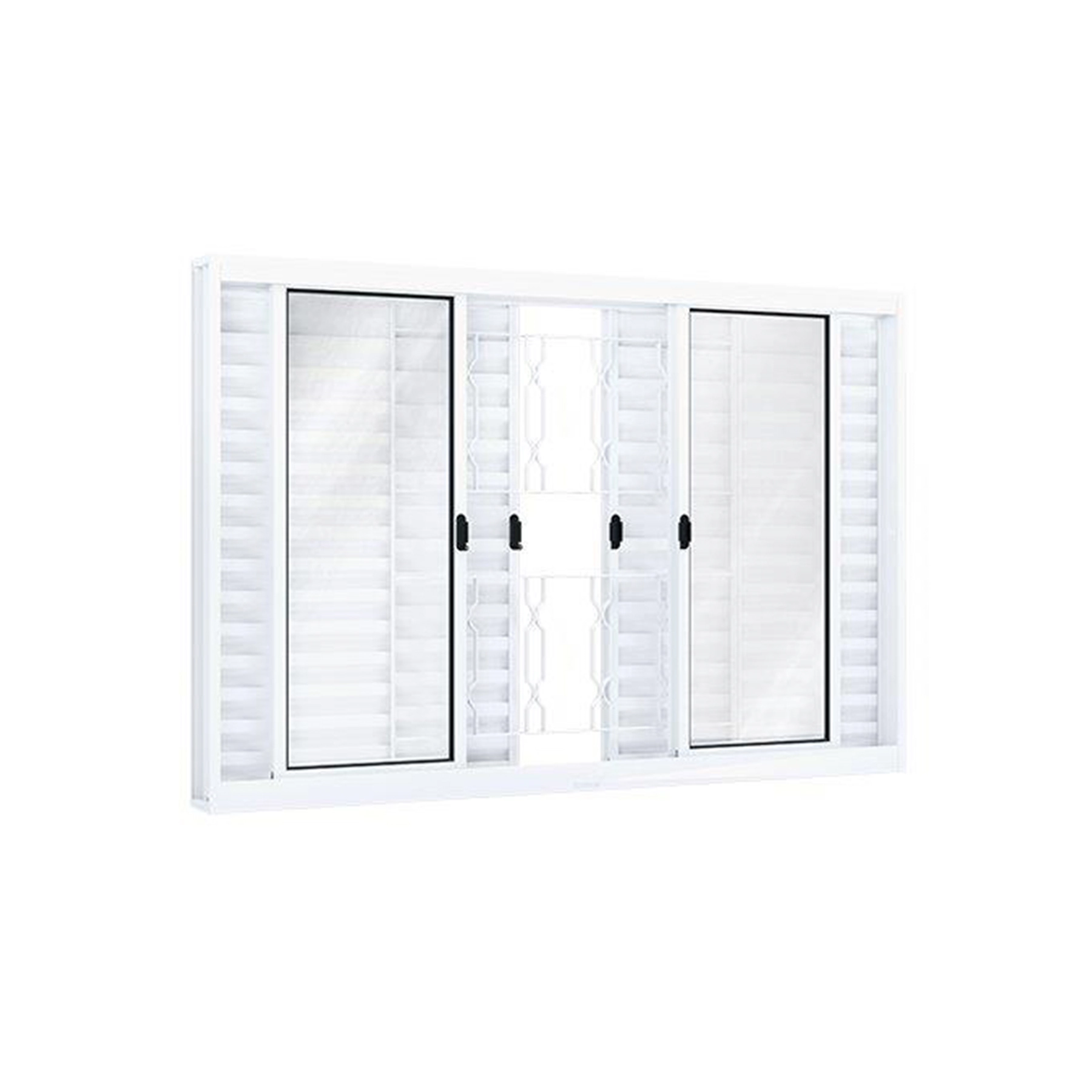 Janela de Aço Veneziana 6 Folhas 120x150cm com Grade Ullian Riobras Branca