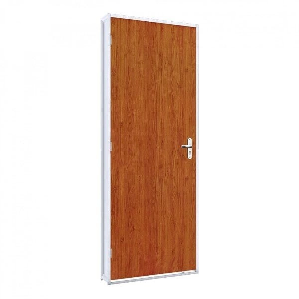 Porta De Aço Duraplac 215x85cm Batente De Aço 12cm Riobras Mogno
