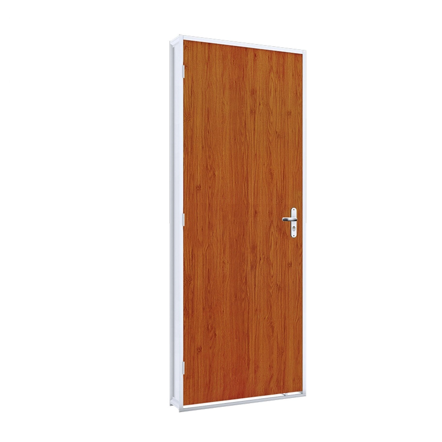 Porta De Aço Duraplac 215x85cm Batente De Aço 12cm Riobras Mogno