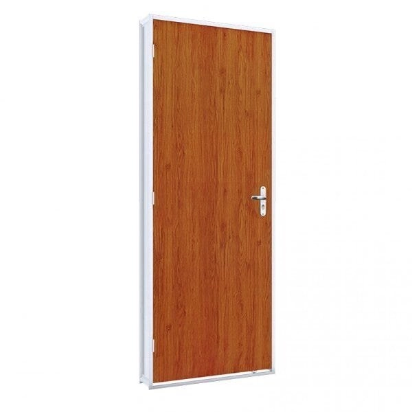 Porta De Aço Duraplac 215x75cm Batente De Aço 12cm Riobras Mogno