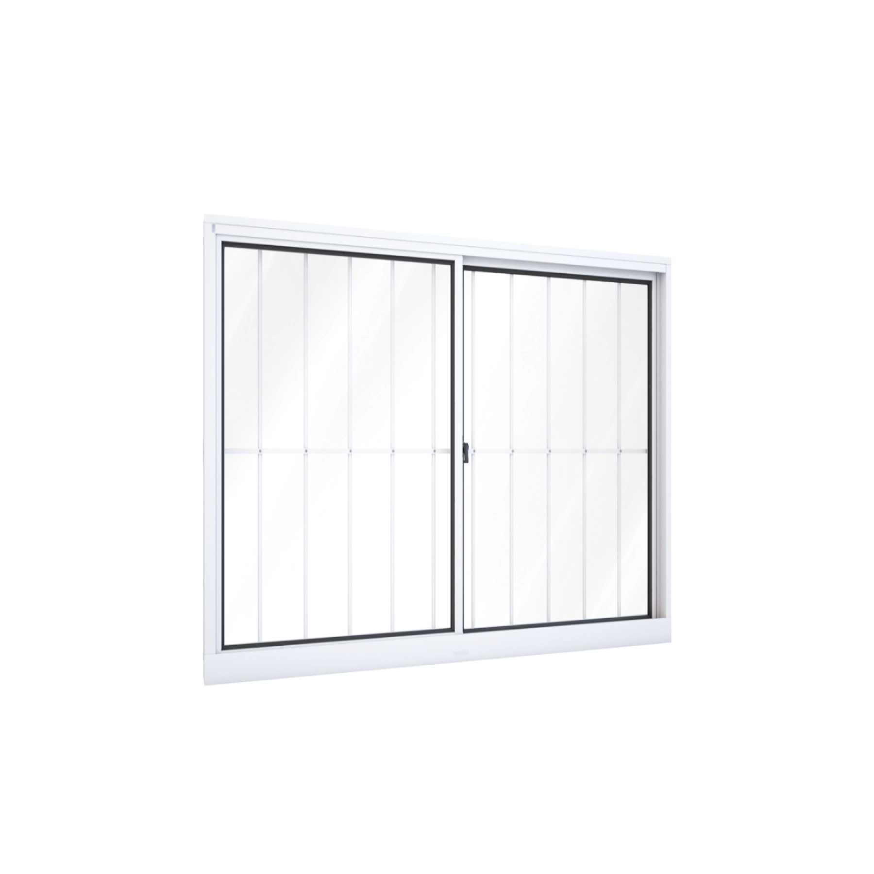 Janela de Alumínio de Correr 2 Folhas 100x100cm com Grade Ullian Riobras Branca