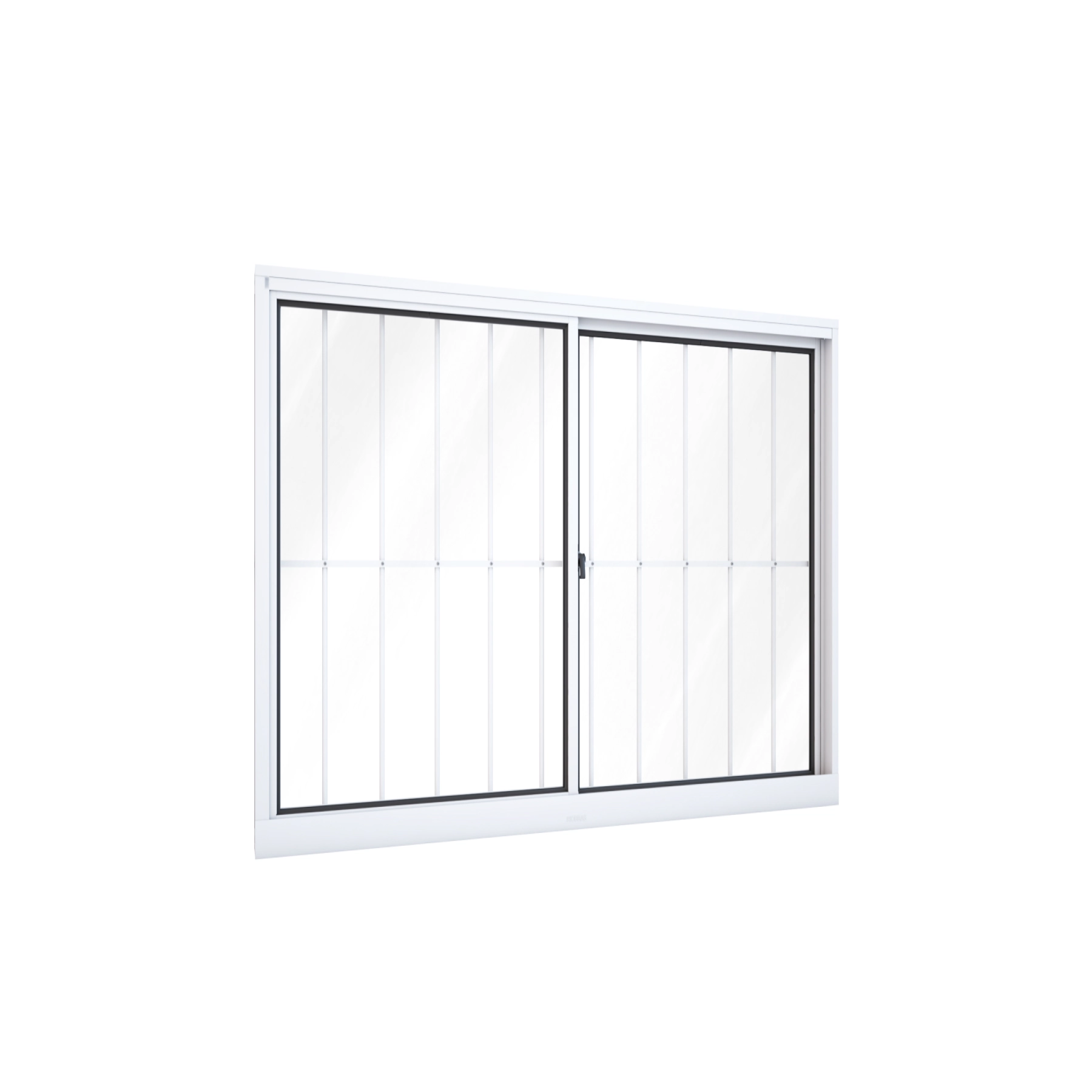 Janela de Alumínio de Correr 2 Folhas 100x120cm com Grade Ullian Riobras Branca