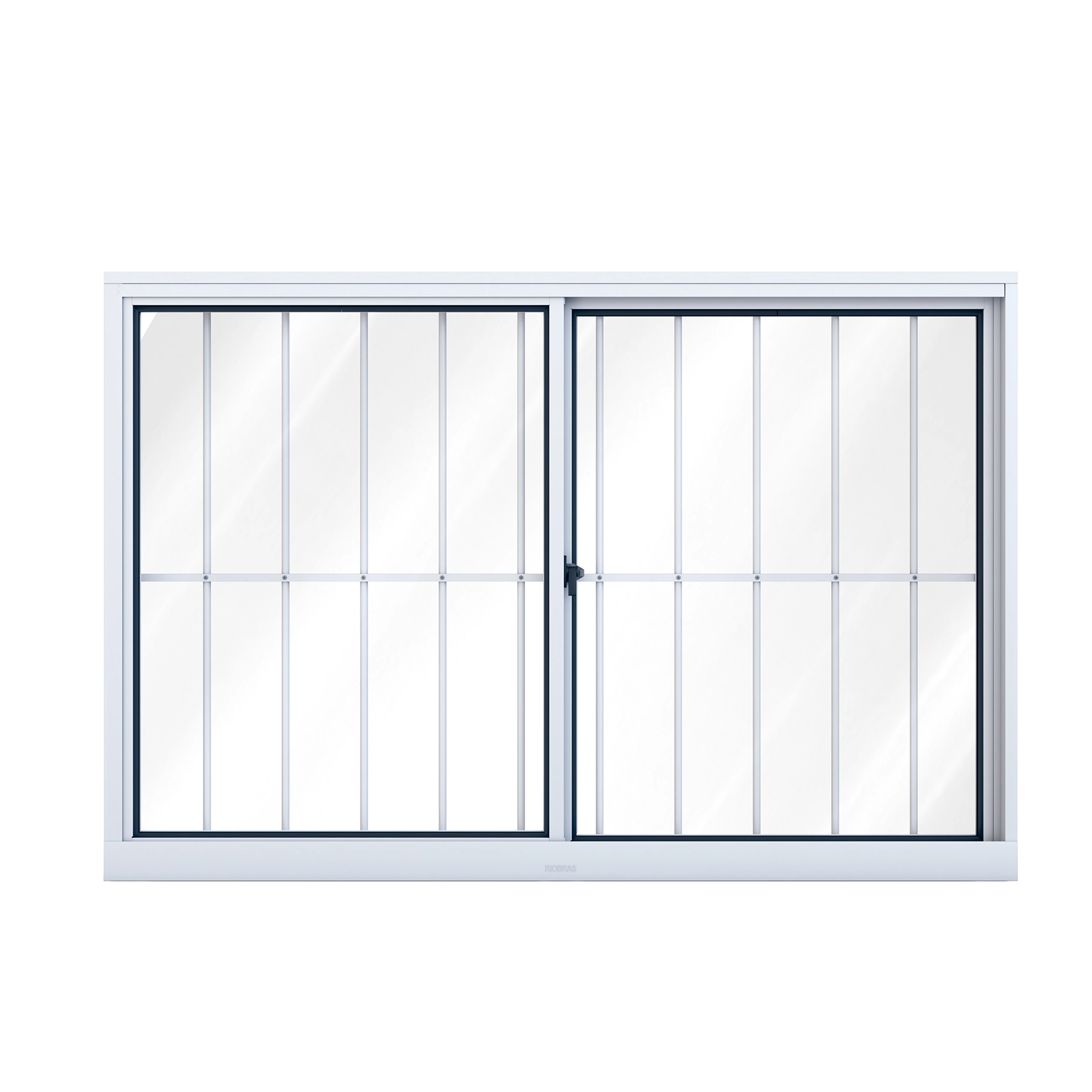 Janela de Alumínio de Correr 2 Folhas 100x150cm com Grade Ullian Riobras Branca