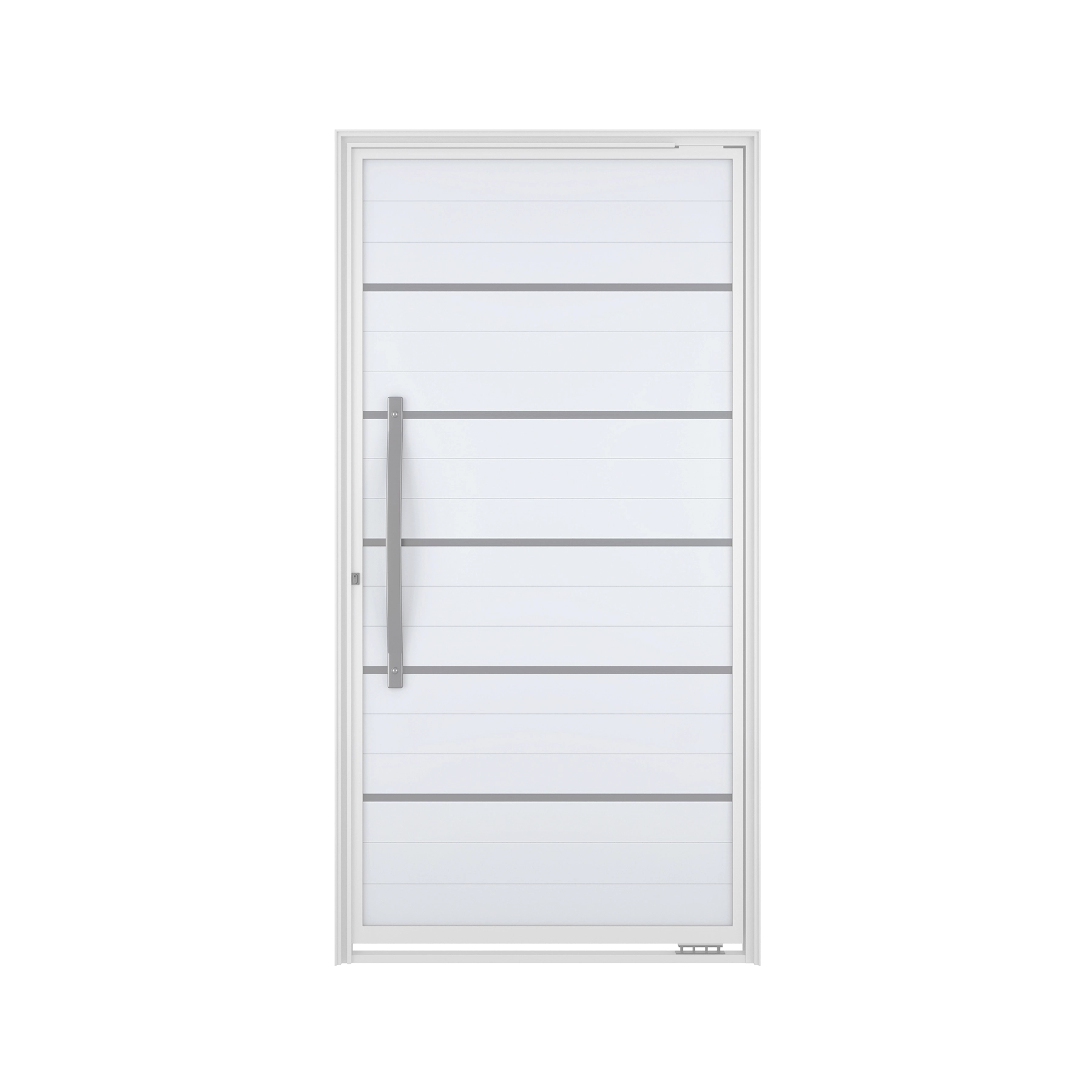 Porta Lambrill Pivotante Alumínio Branco com Friso 2,15x1,05m Lado Esquerdo Linha Lucasa Ideale Lucasa