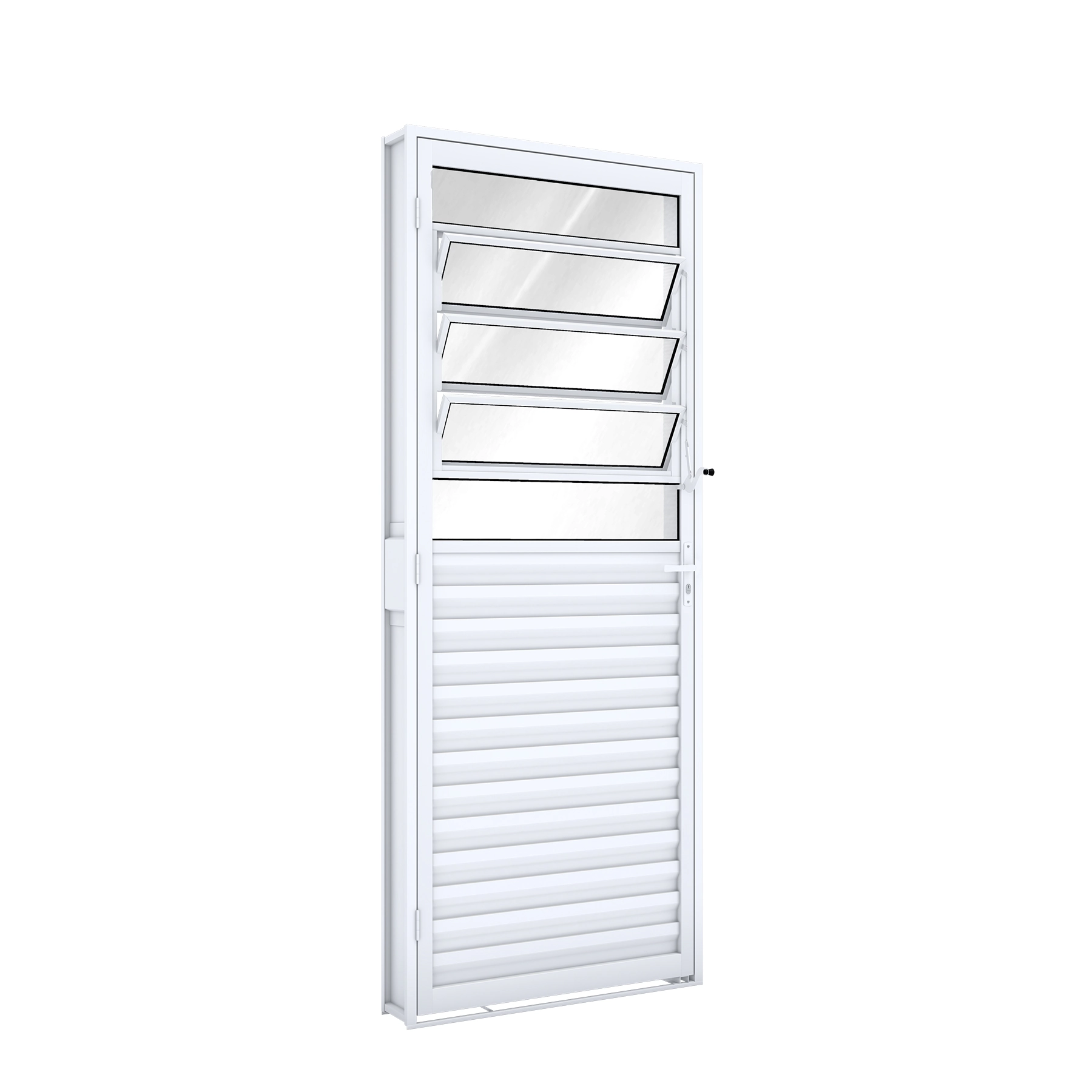 Porta Basculante de Giro Aço Branco 2,15x0,85m 6,5cm Lado Direito Linha Riobras Pronta Riobras