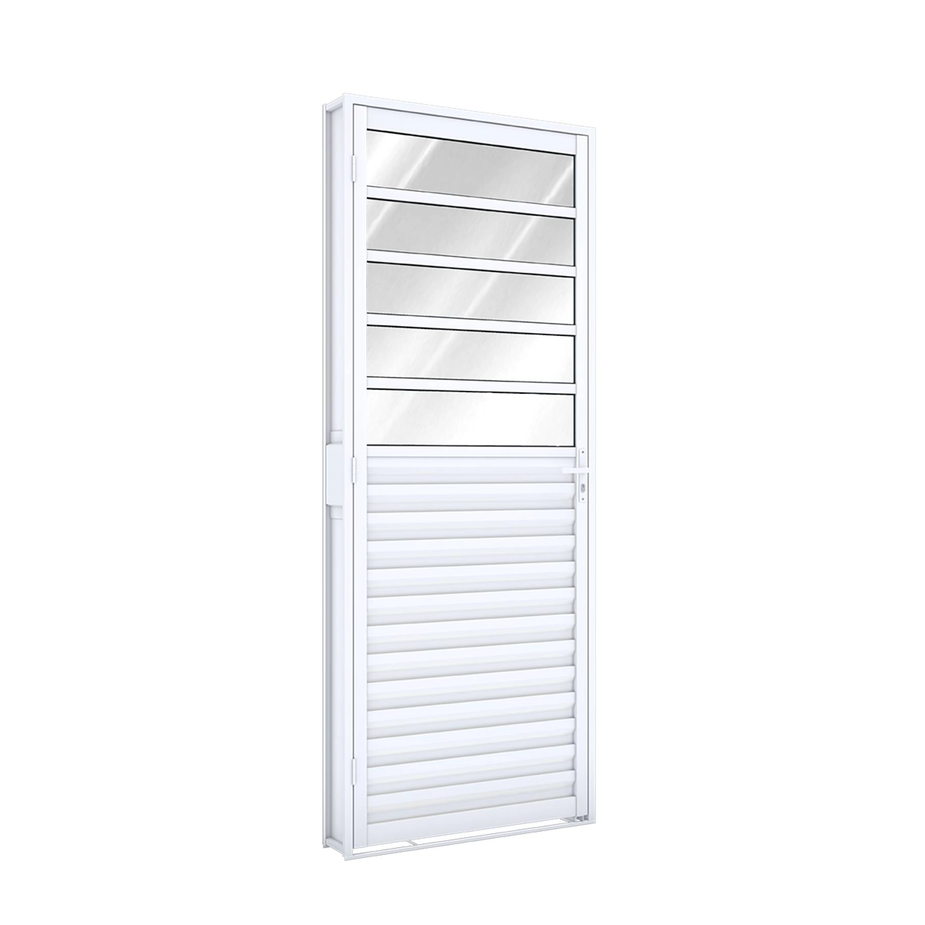 Porta Postigo de Giro Aço Branco 2,15x0,85m 12cm Lado Esquerdo Linha Riobras Pronta Riobras