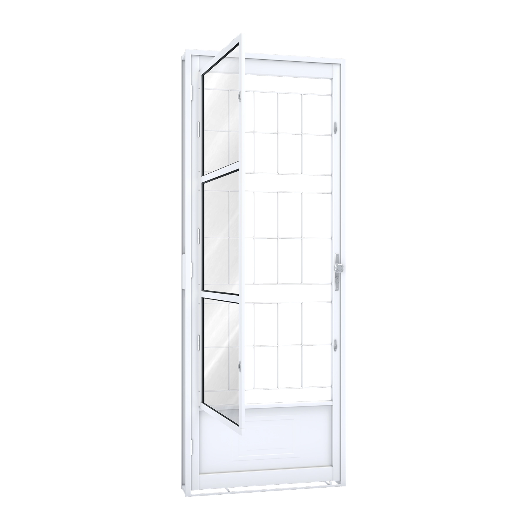 Porta Postigo de Giro Aço Branco 2,15x0,85m 12cm Lado Direito Linha Riobras Pronta Riobras