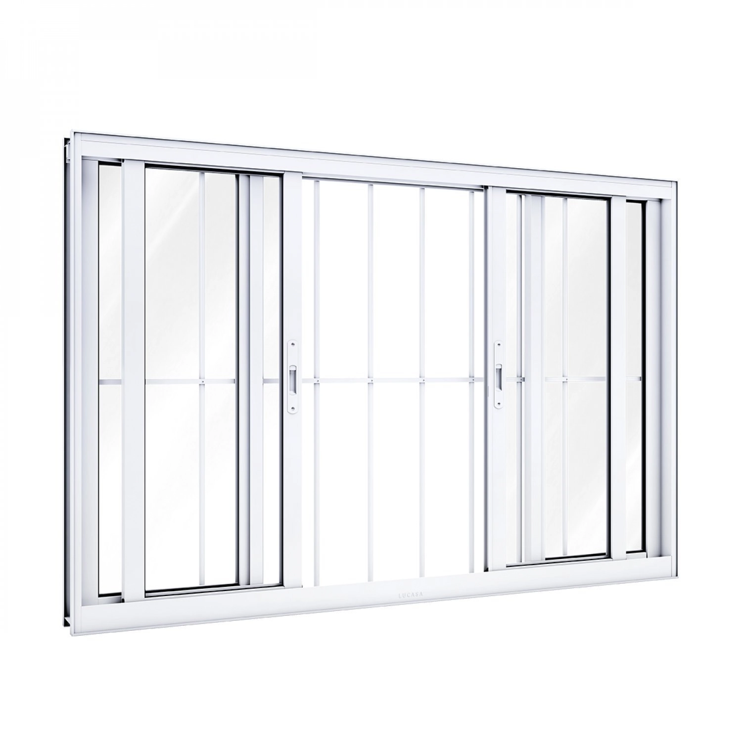 Janela De Alumínio De Correr 100x150cm 4 Folhas Com Grade Lucasa