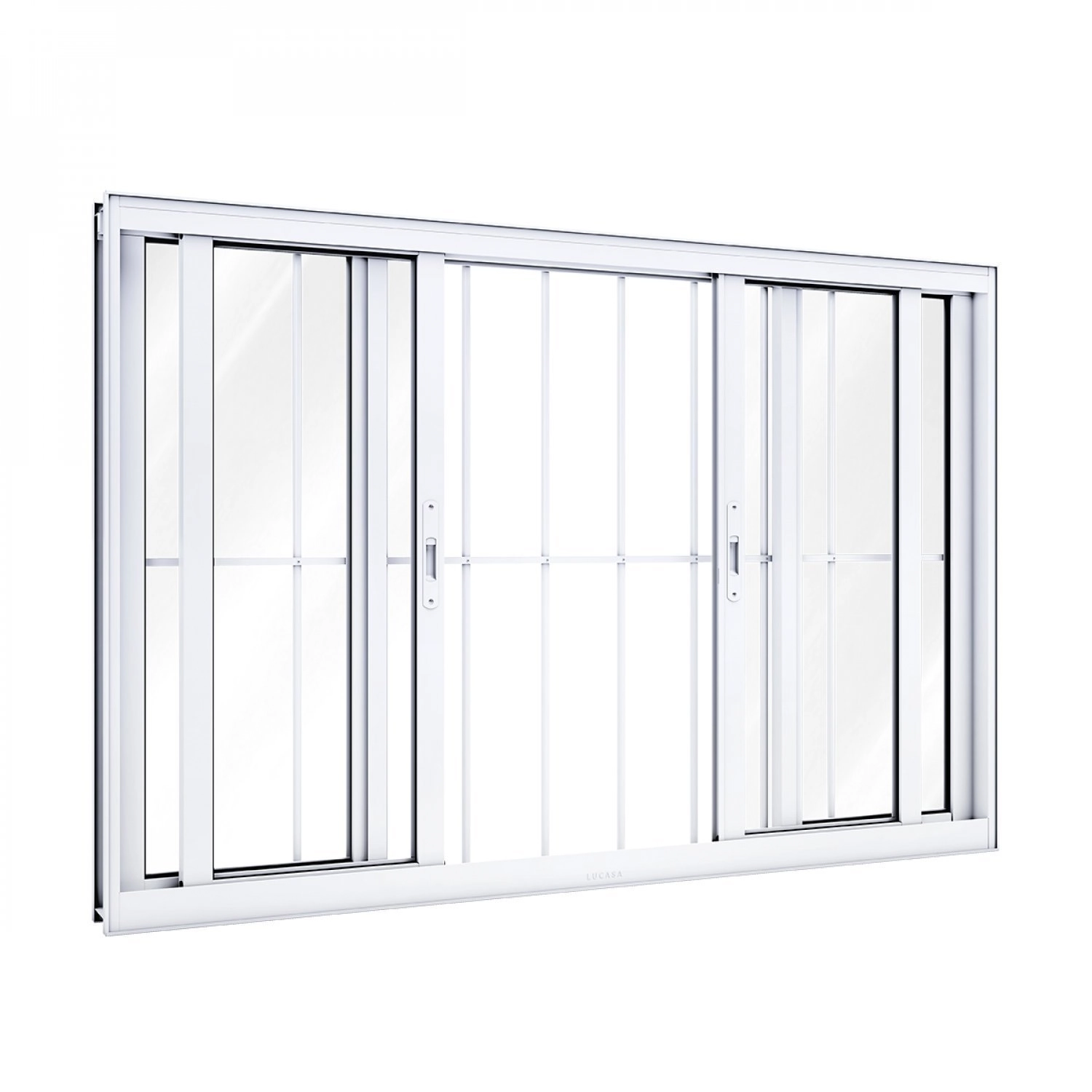 Janela De Alumínio De Correr 120x150cm 4 Folhas Com Grade Lucasa