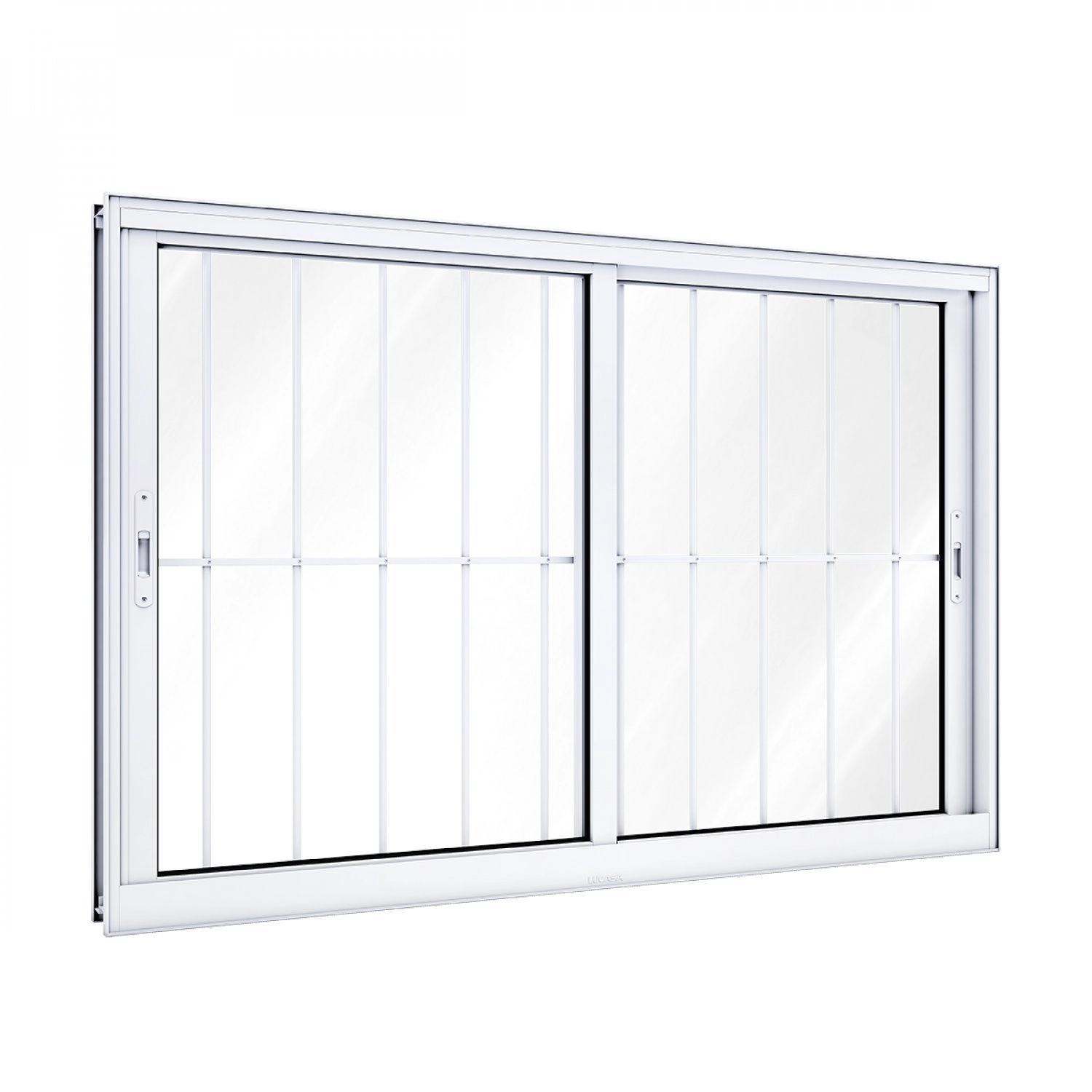 Janela De Alumínio De Correr 100x120cm 2 Folhas Com Grade Lucasa Branco