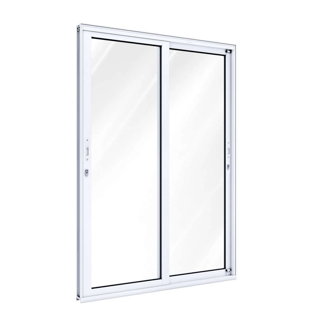 Porta De Correr De Alumínio 213 X 150 X 10,7 Cm Vidro Inteiriço 2 Folhas Lucasa
