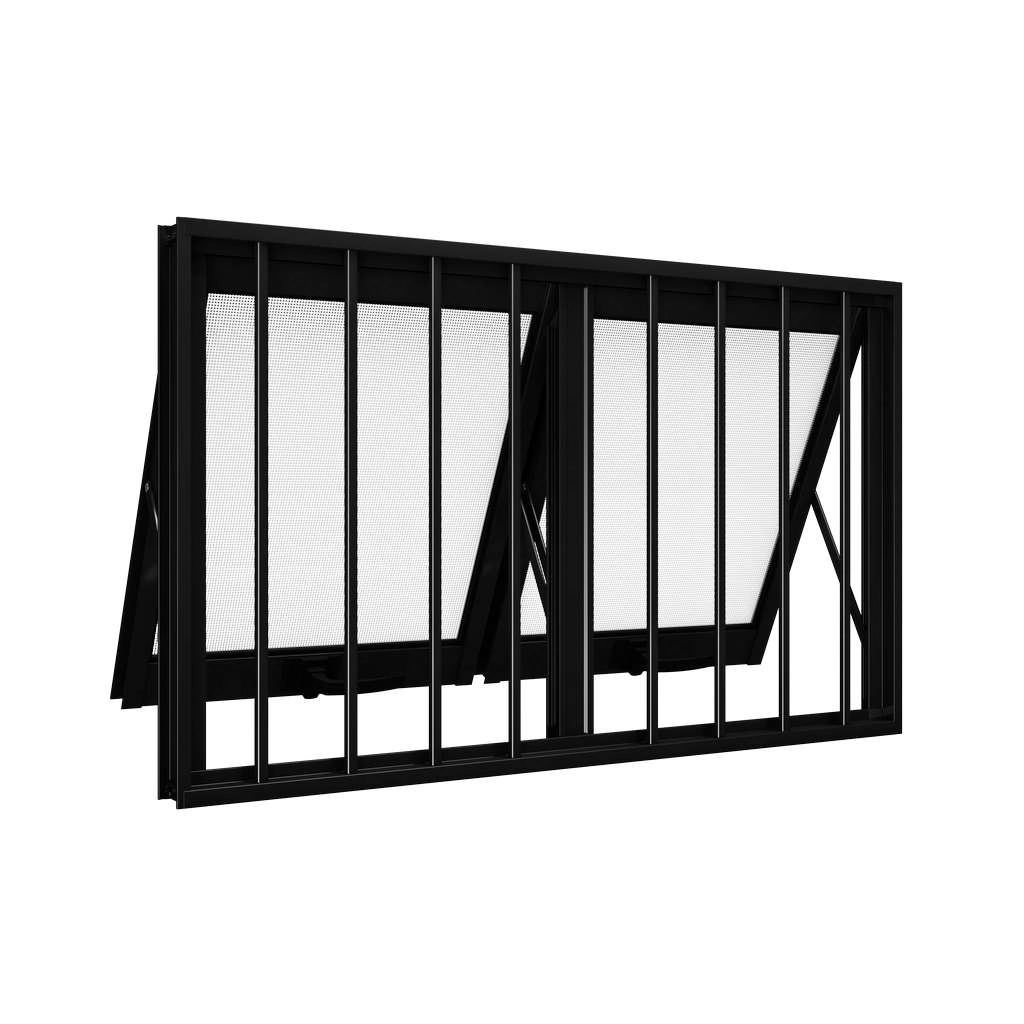 Janela De Alumínio Maxim-ar Duplo Horizontal 60 X 118 X 5,5 Cm Preto Com Grade Lucasa