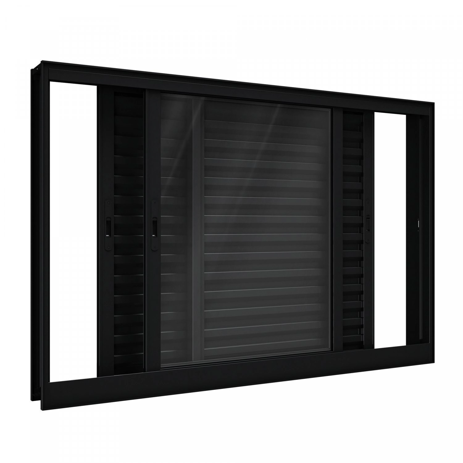 Janela De Alumínio De Correr 100x120cm 3 Folhas Lucasa Alumínios Preto