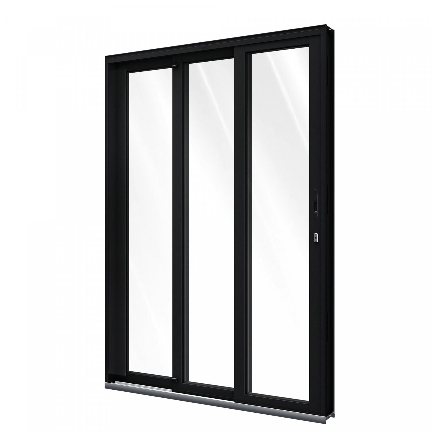 Porta De Alumínio De Correr 215x150cm 3 Folhas Com Vidro Liso Lucasa Alumínio Preto