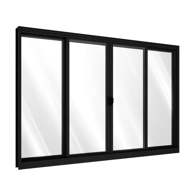 Janela De Alumínio De Correr 100 X 120 X 8,5 Cm Preto 4 Folhas Riobras